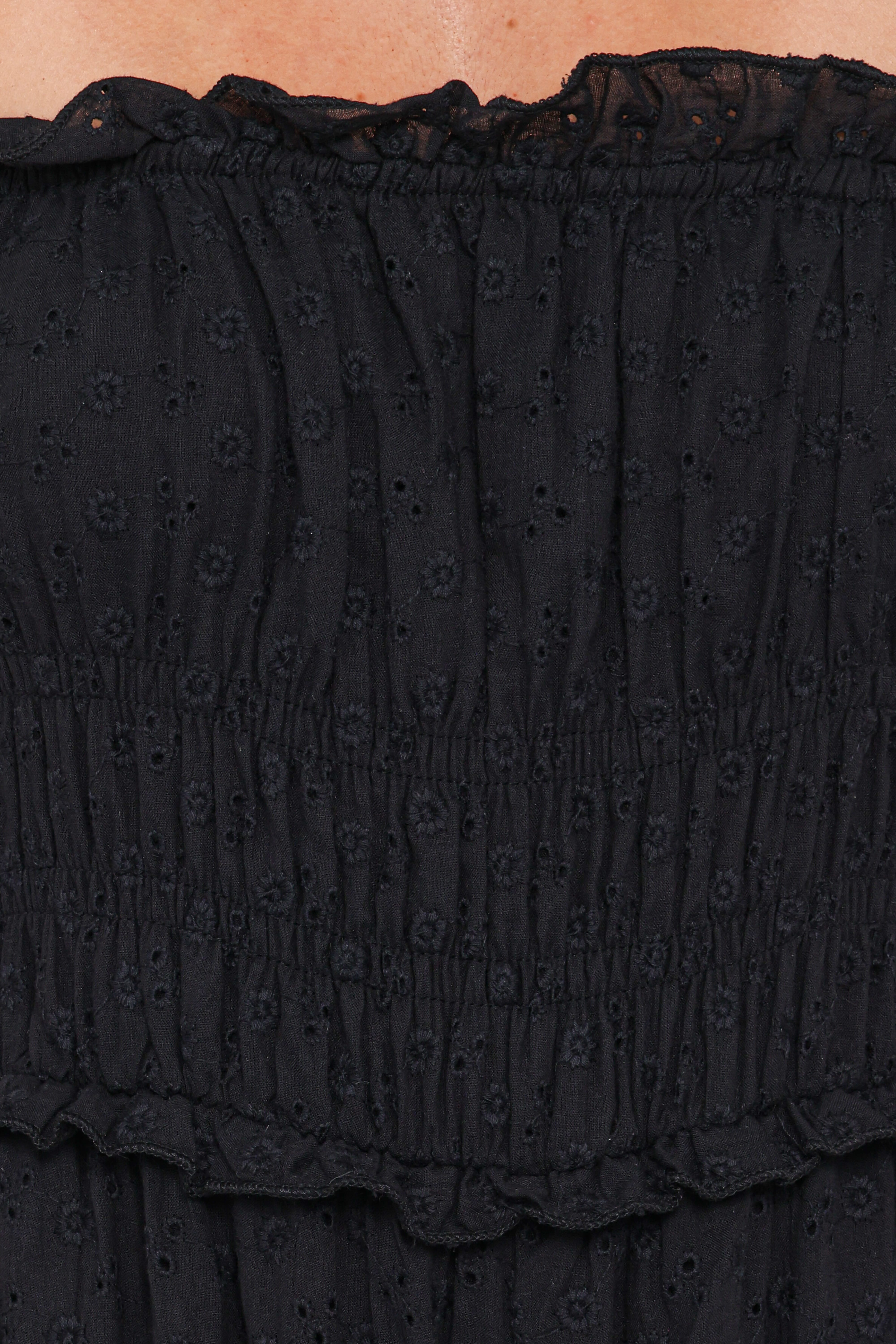 Yulissa Strapless Jumpsuit - Black Broderie