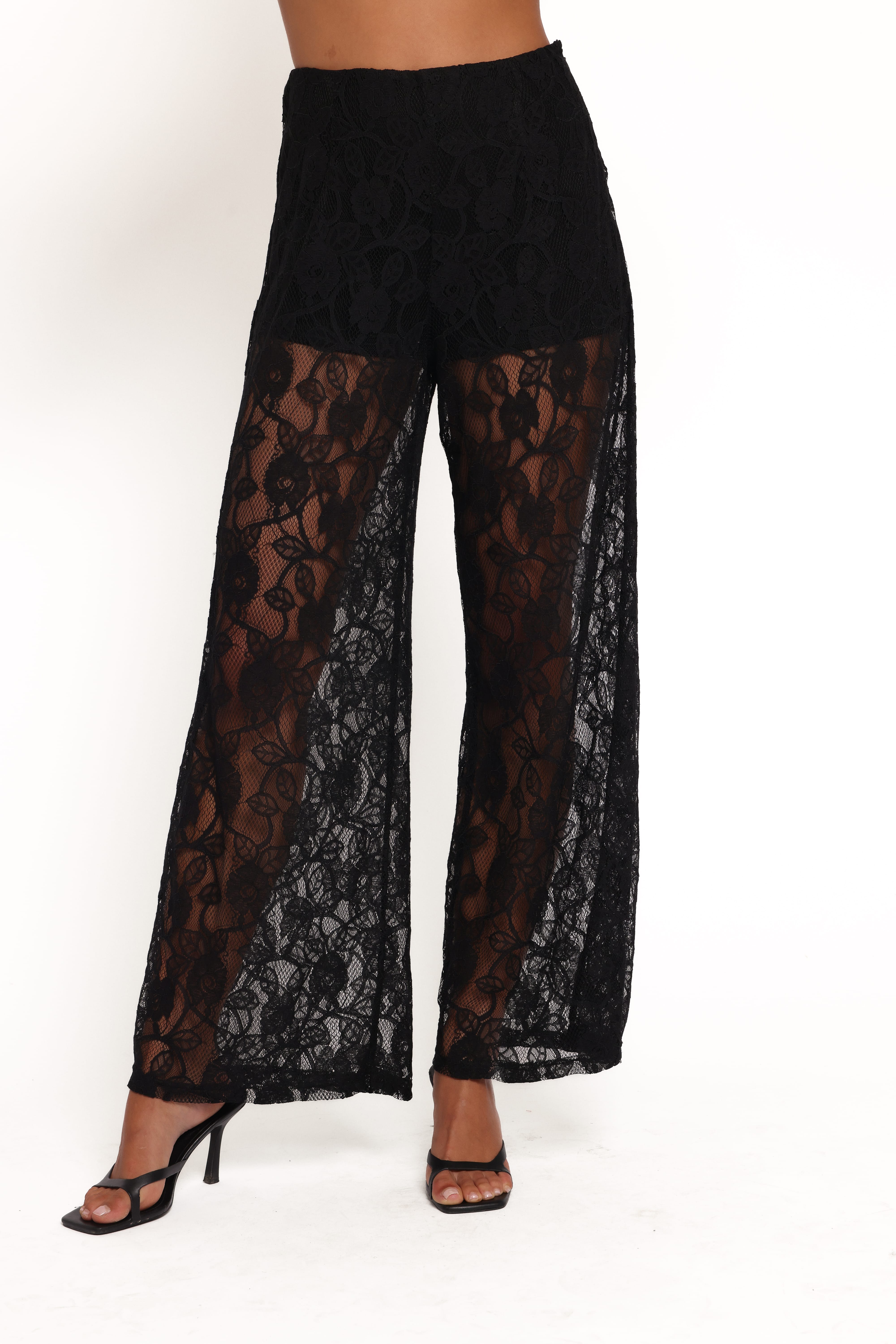 Alina Lace Pant Set - Black