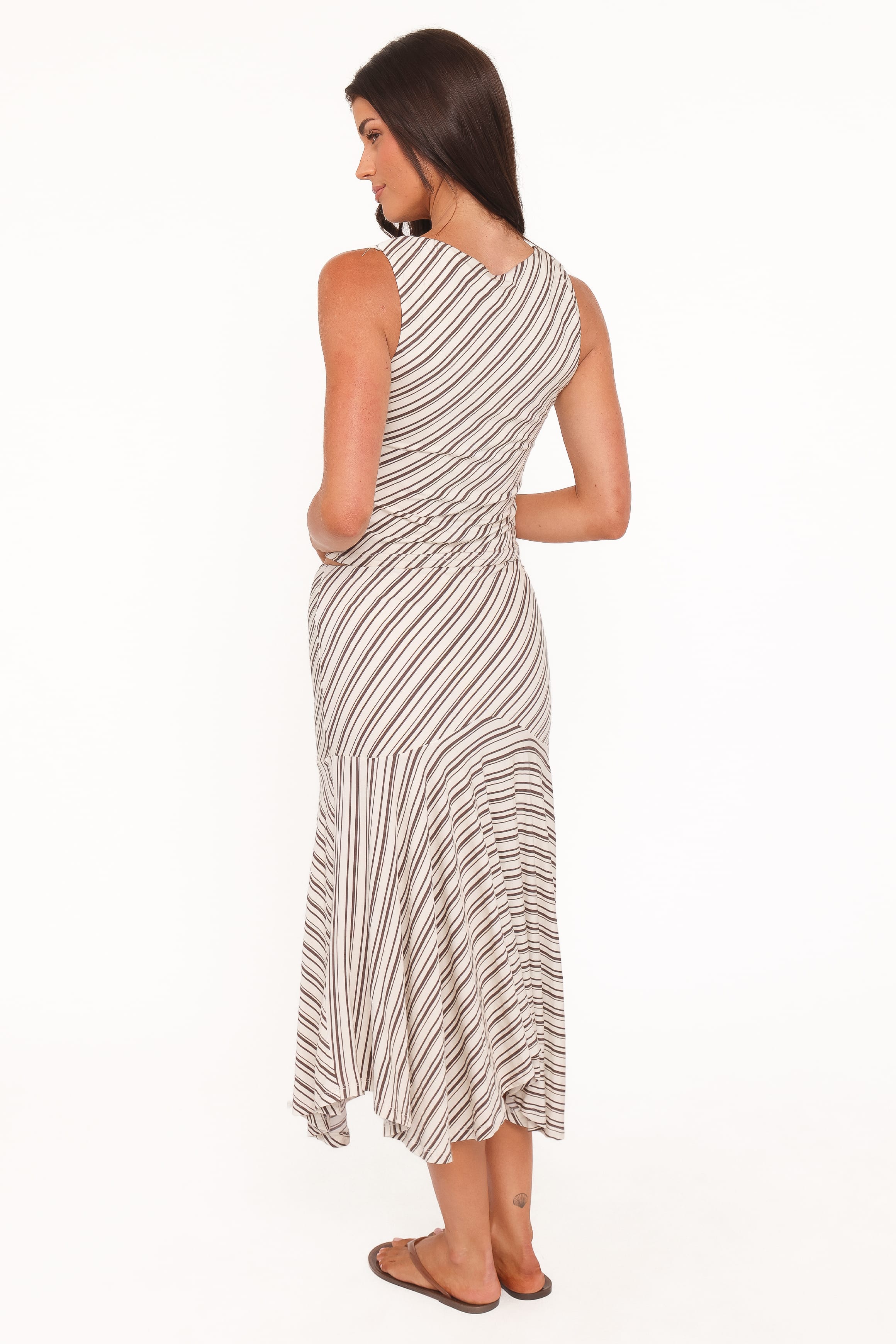 Amber Skirt Set - Cream/Brown Stripe