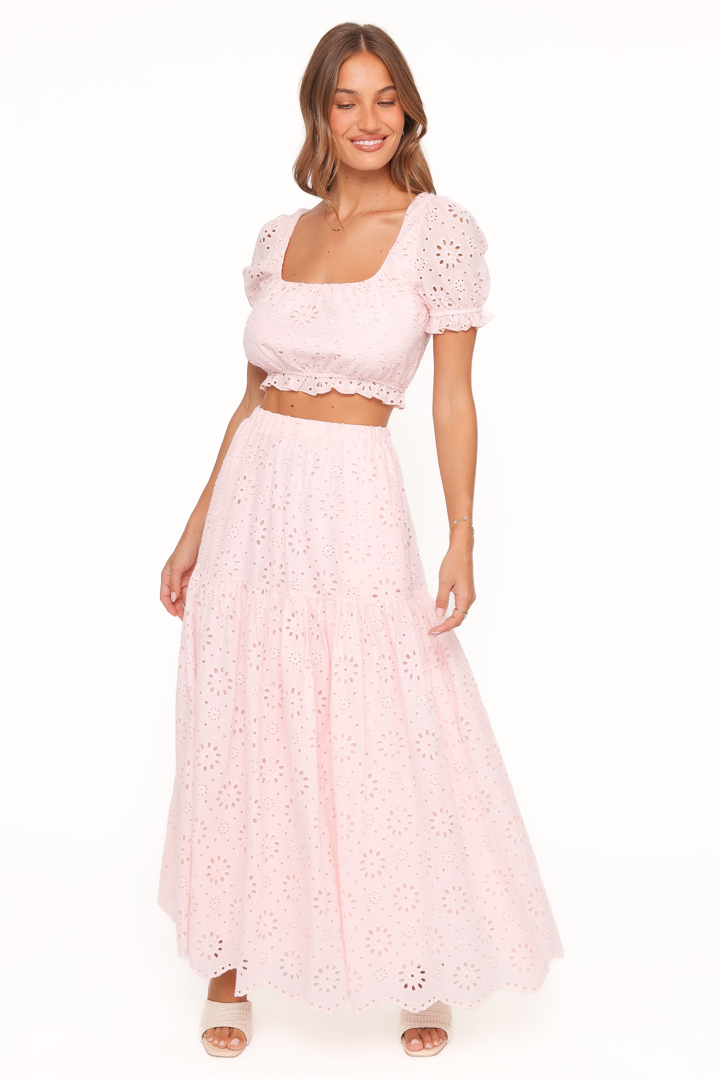 Angelina Skirt Set - Pink Broiderie