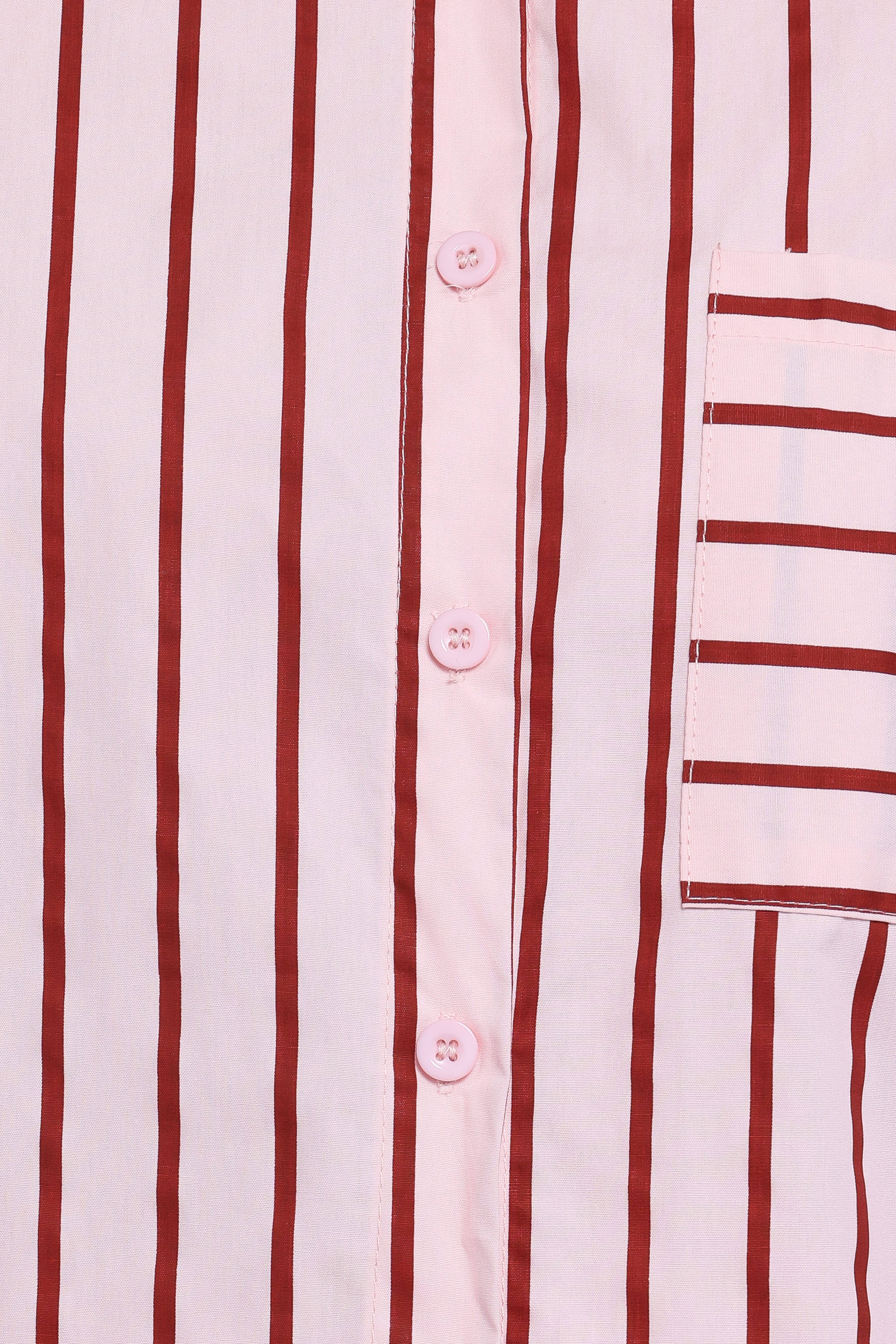 Ashlyn Short Set - Pink And Burgundy Stripe