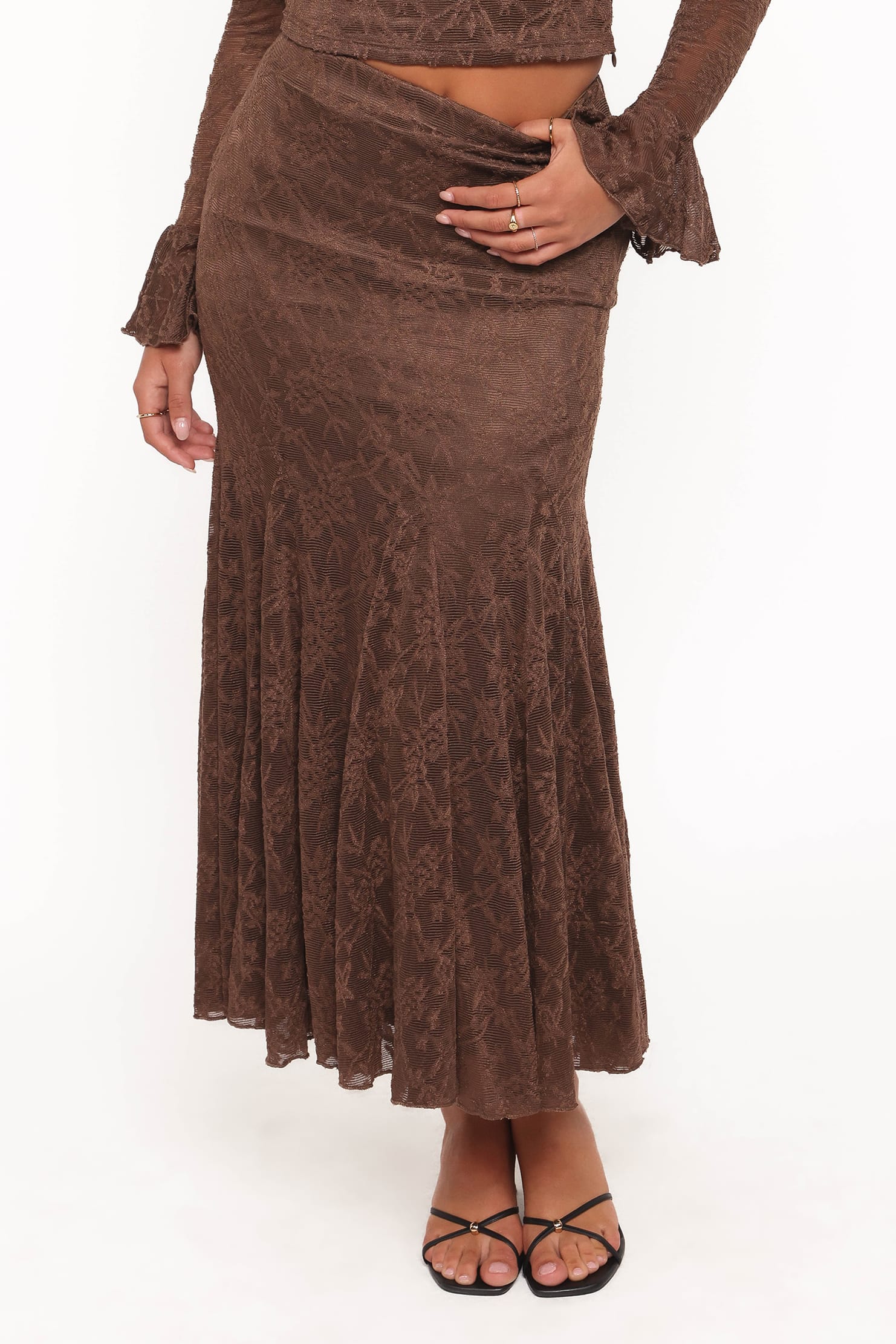 Bromley Lace Skirt Set - Brown