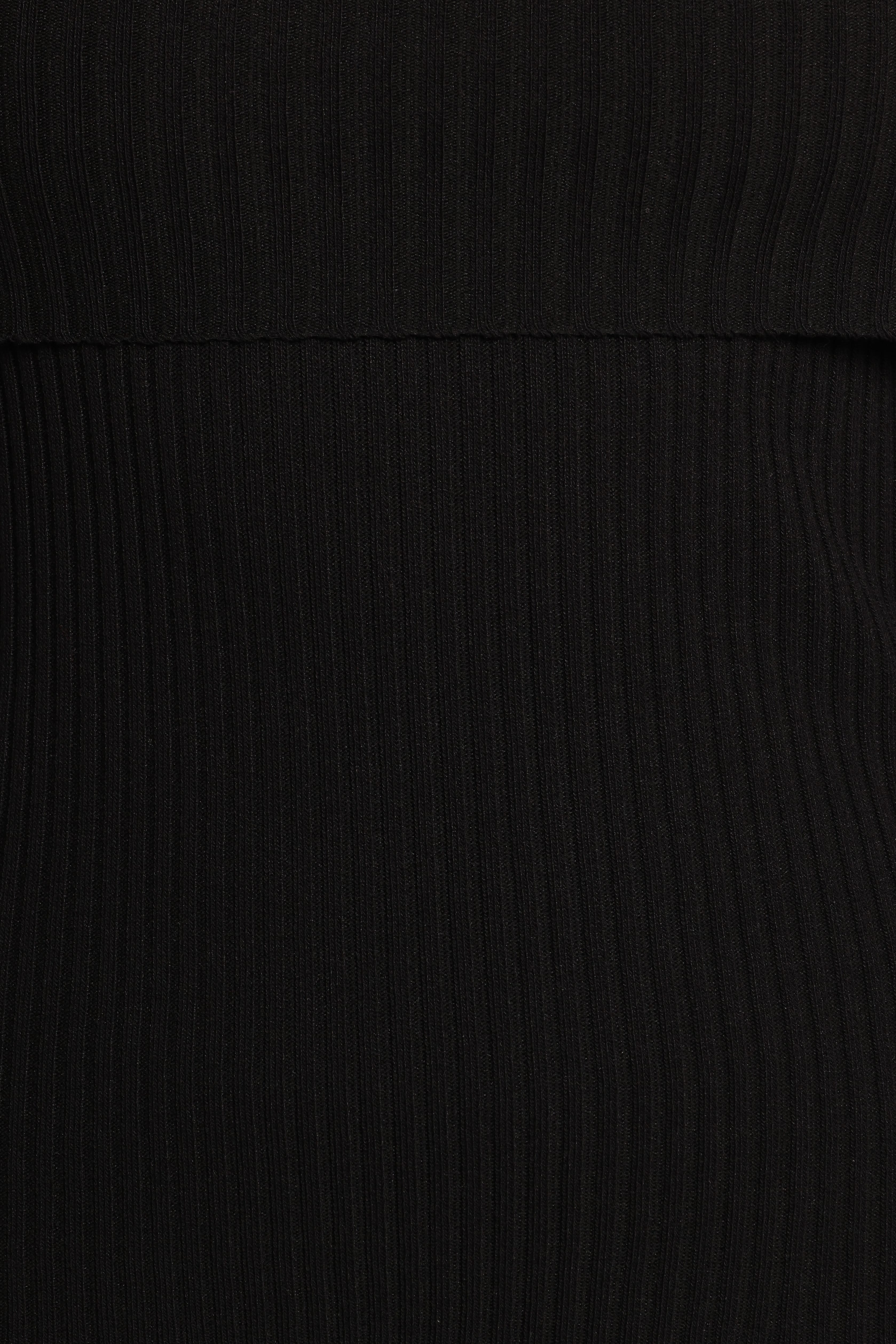 Gindie Ribbed Knit Off The Shoulder Pant Set - Black