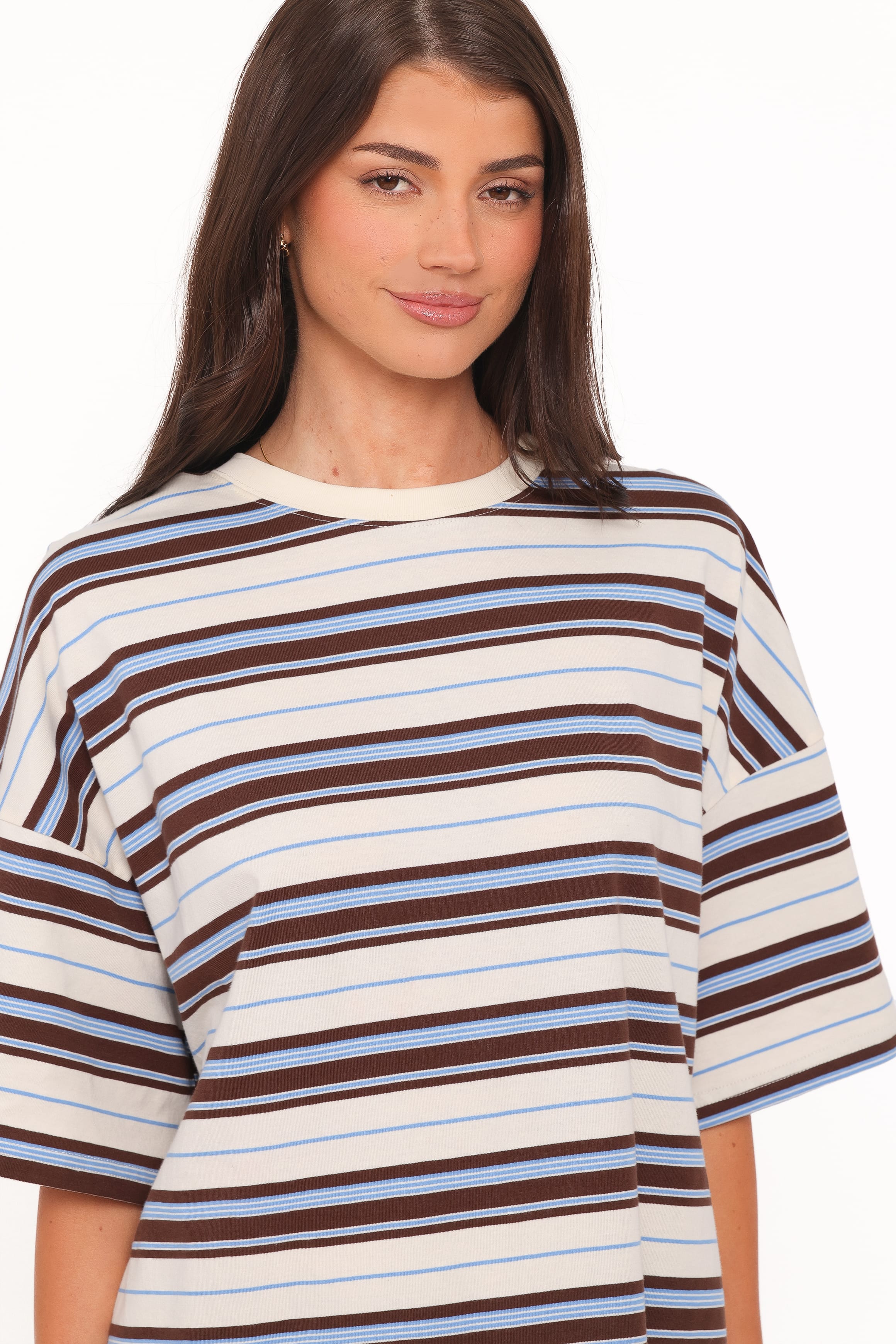 Hellen Stripe Short Set - Brown Multi Stripe