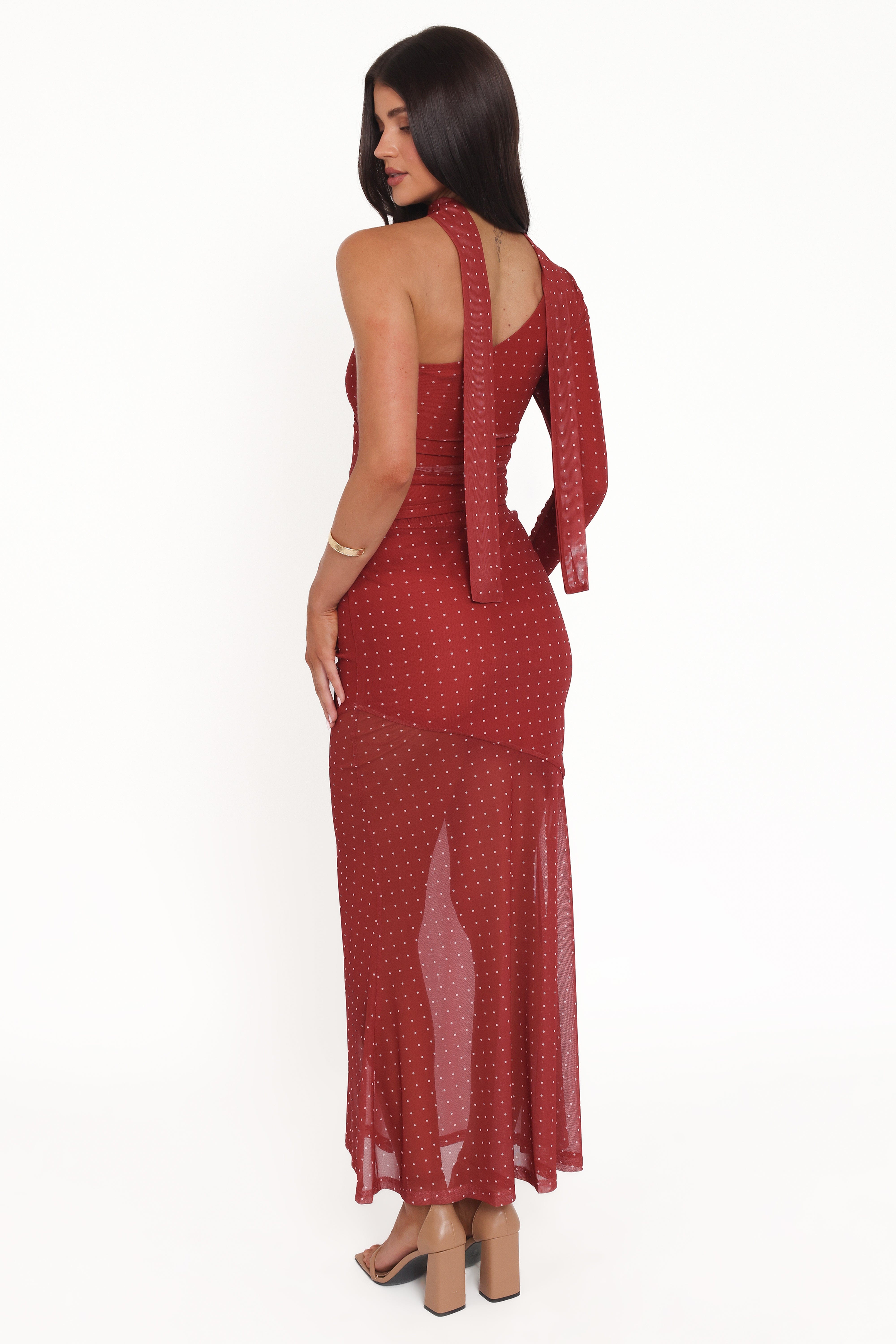 Hollie Mesh Skirt Set - Red Polka Dot
