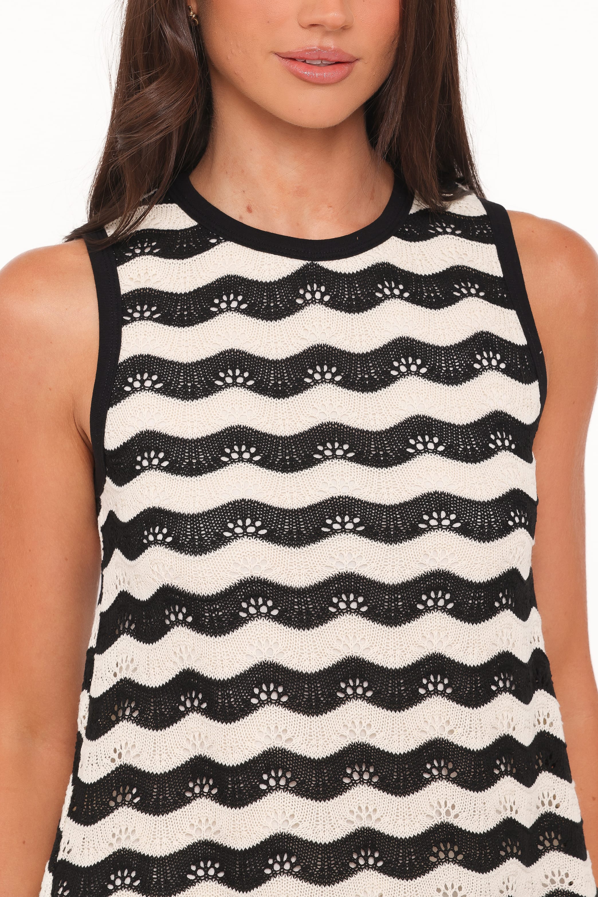 Iveta Knit Short Set - Black/Cream Stripe