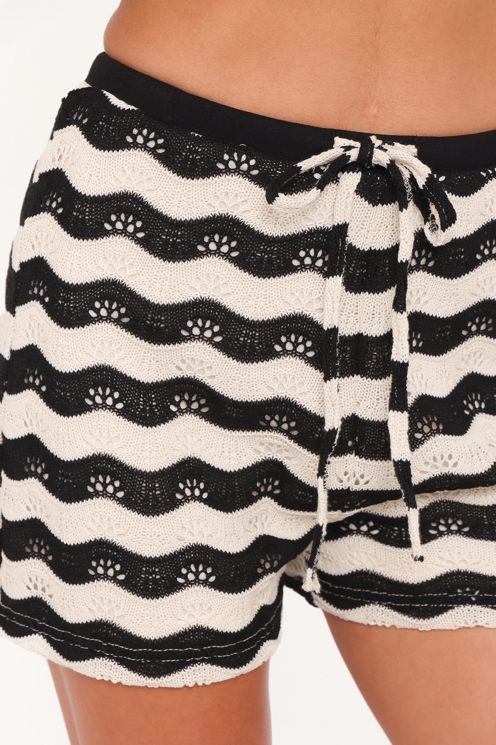 Iveta Knit Short Set - Black/Cream Stripe