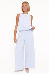 Jillian Smocked Pant Set - Blue Gingham