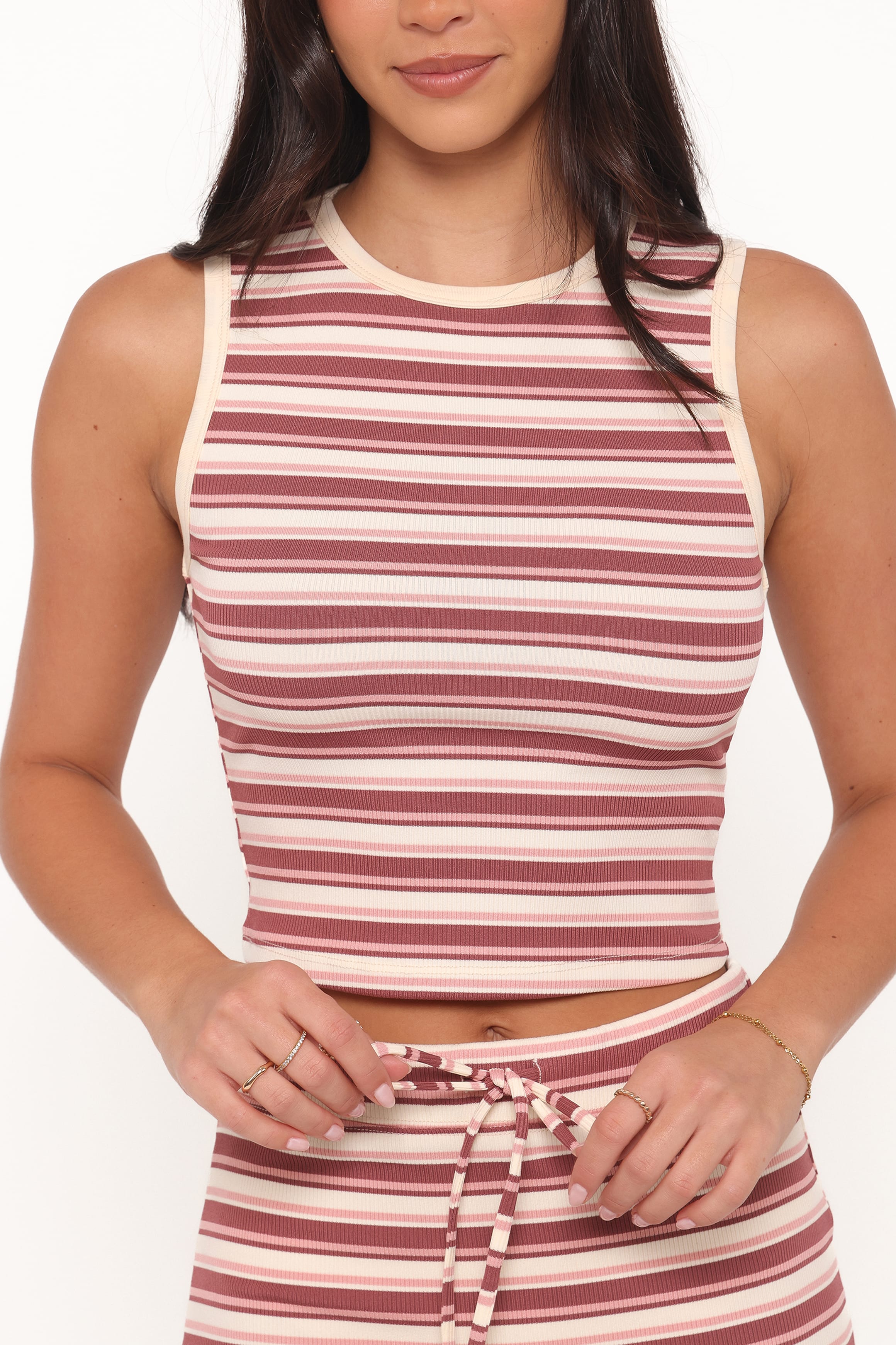 Kelly Maxi Skirt Set - Burgundy/Pink Stripe