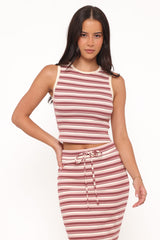 Kelly Maxi Skirt Set - Burgundy/Pink Stripe