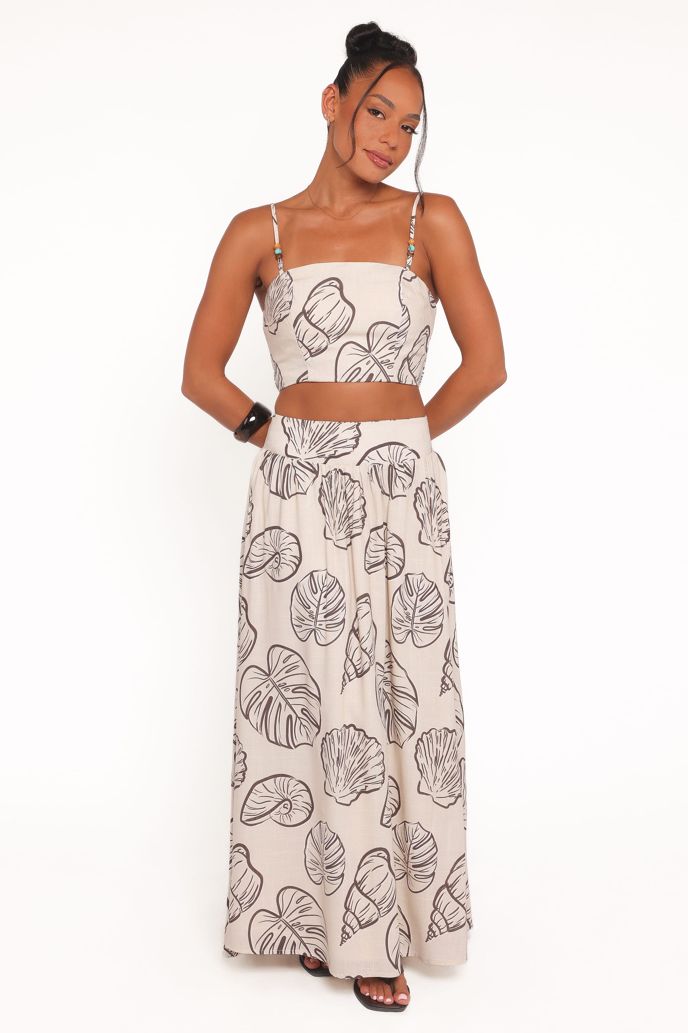 Kristy Maxi Skirt Set - Cream Shells