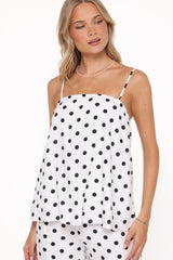 Kristy Pant Set - White/Black Polka Dot