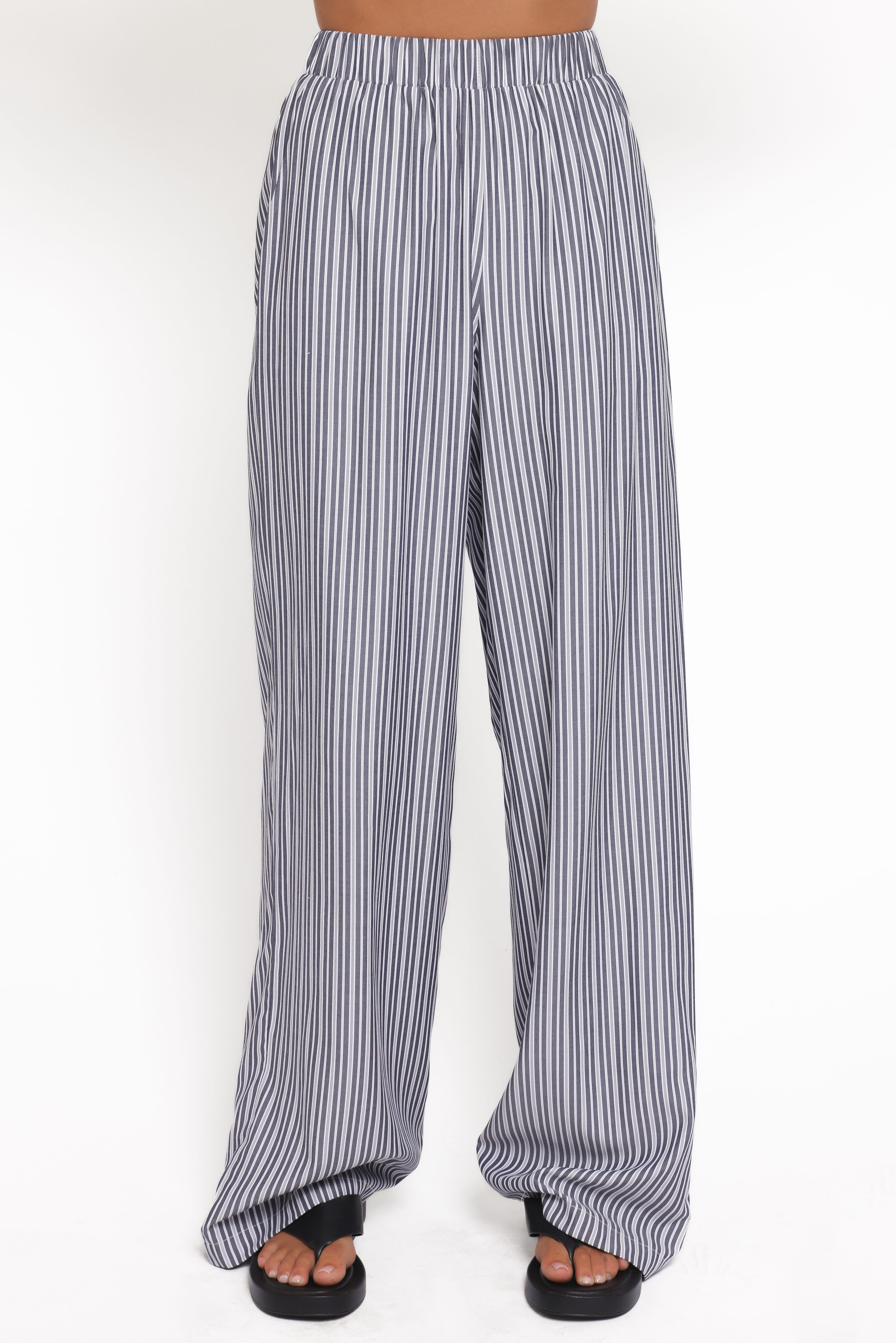 Melanie Pant Set - Charcoal Stripe