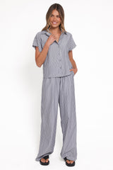 Melanie Pant Set - Charcoal Stripe