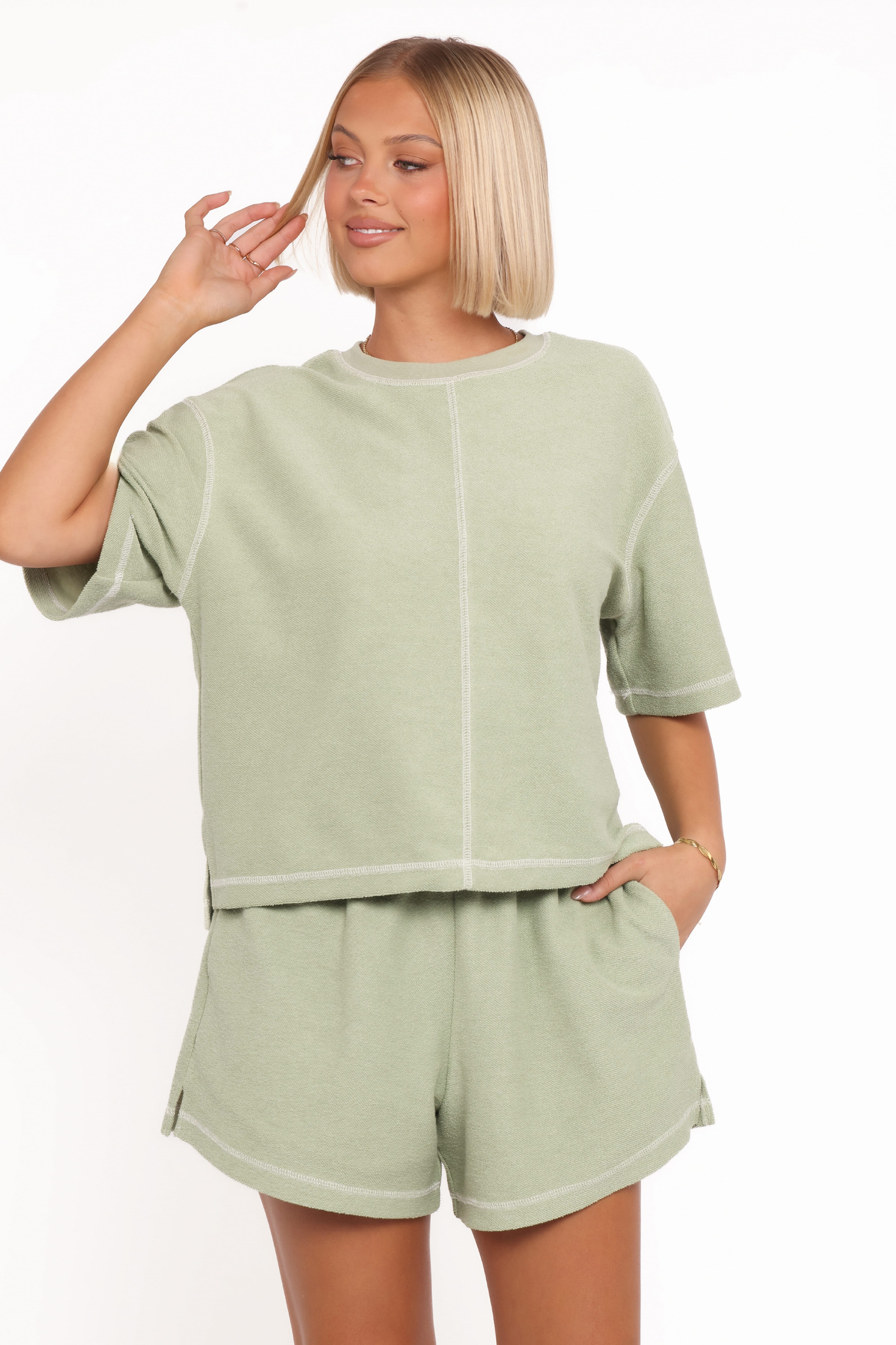 Melody Knit Short Set - Matcha