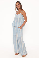 Mila Embroidered Pant Set - Light Blue