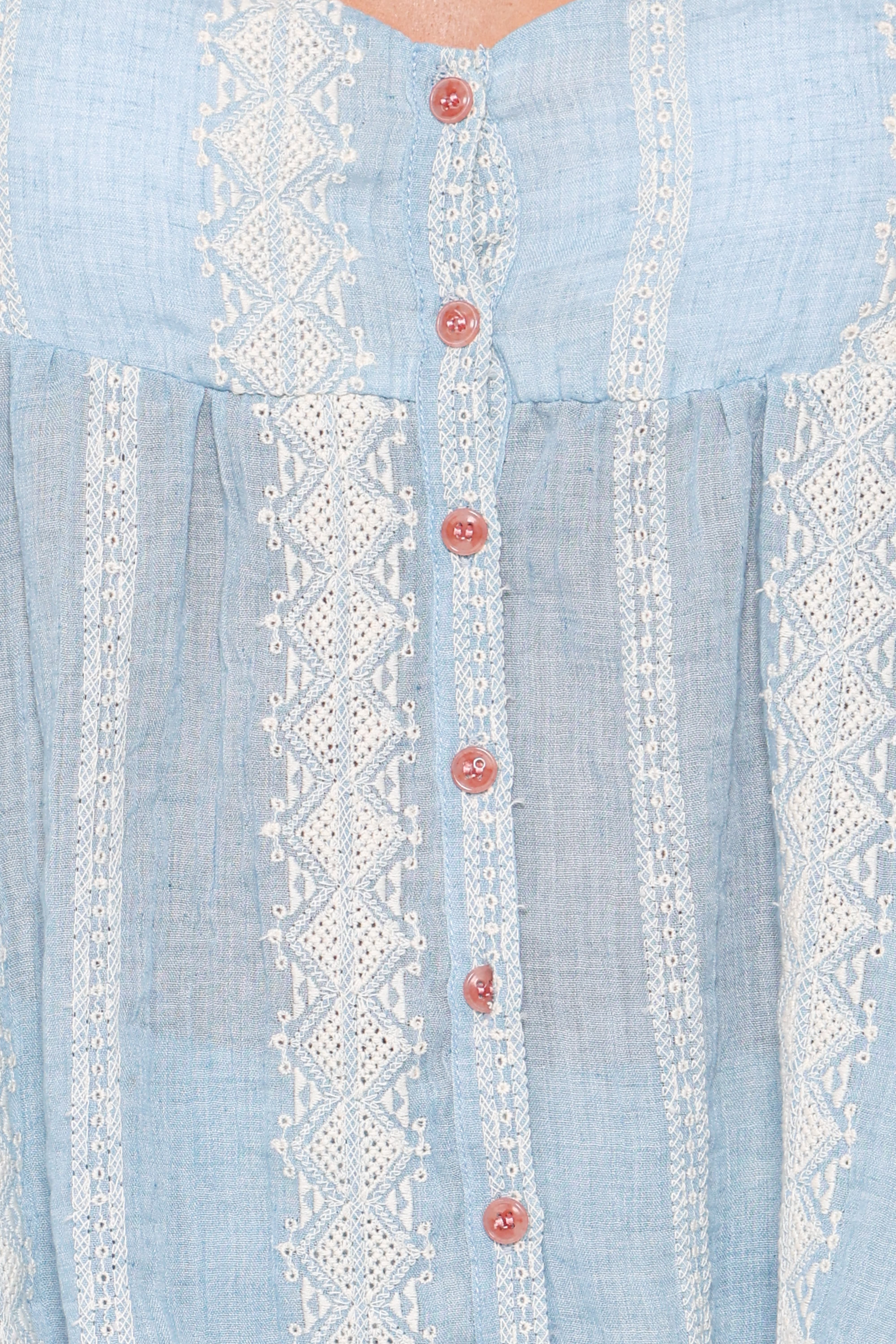 Mila Embroidered Pant Set - Light Blue