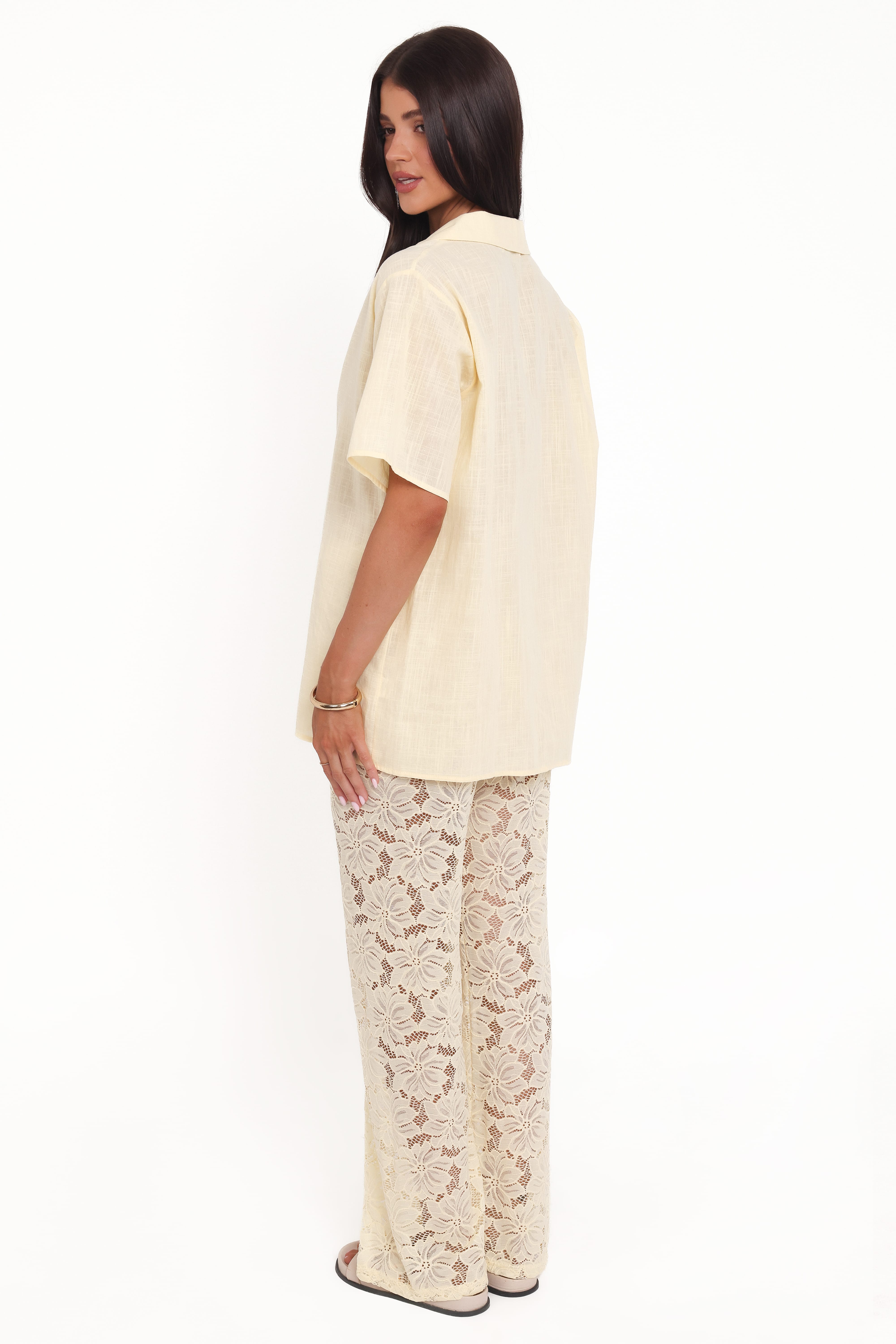 Mindy Lace Pant Set - Yellow