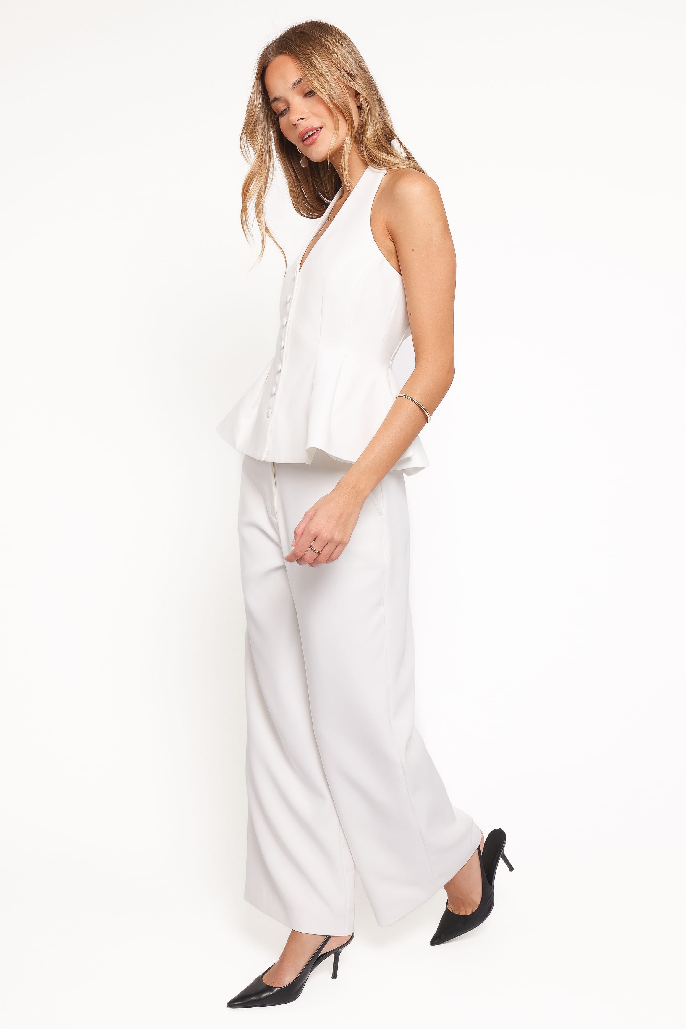 Odelia Halter Vest Pant Set - White