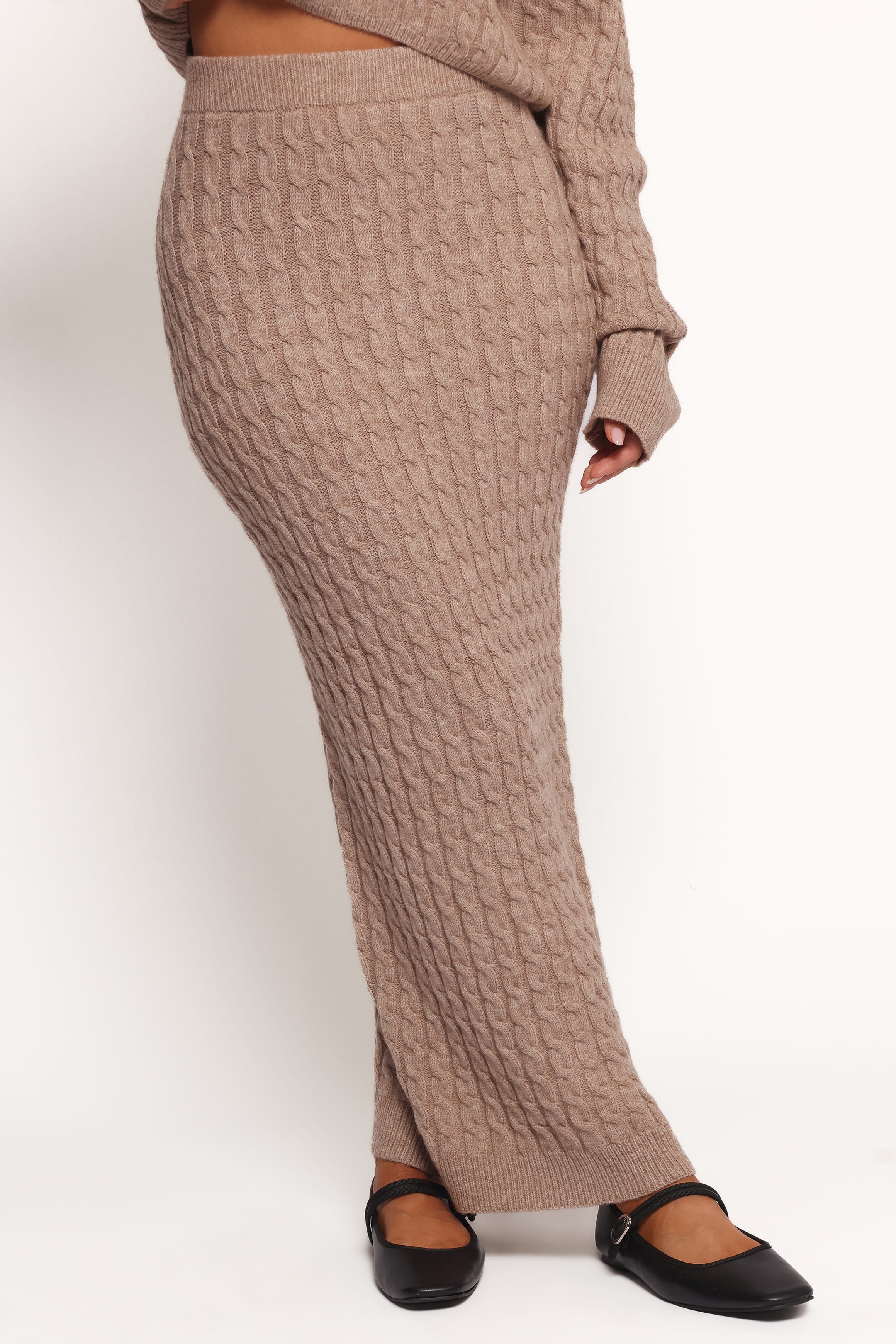 Reid Cable Knit Skirt Set - Taupe