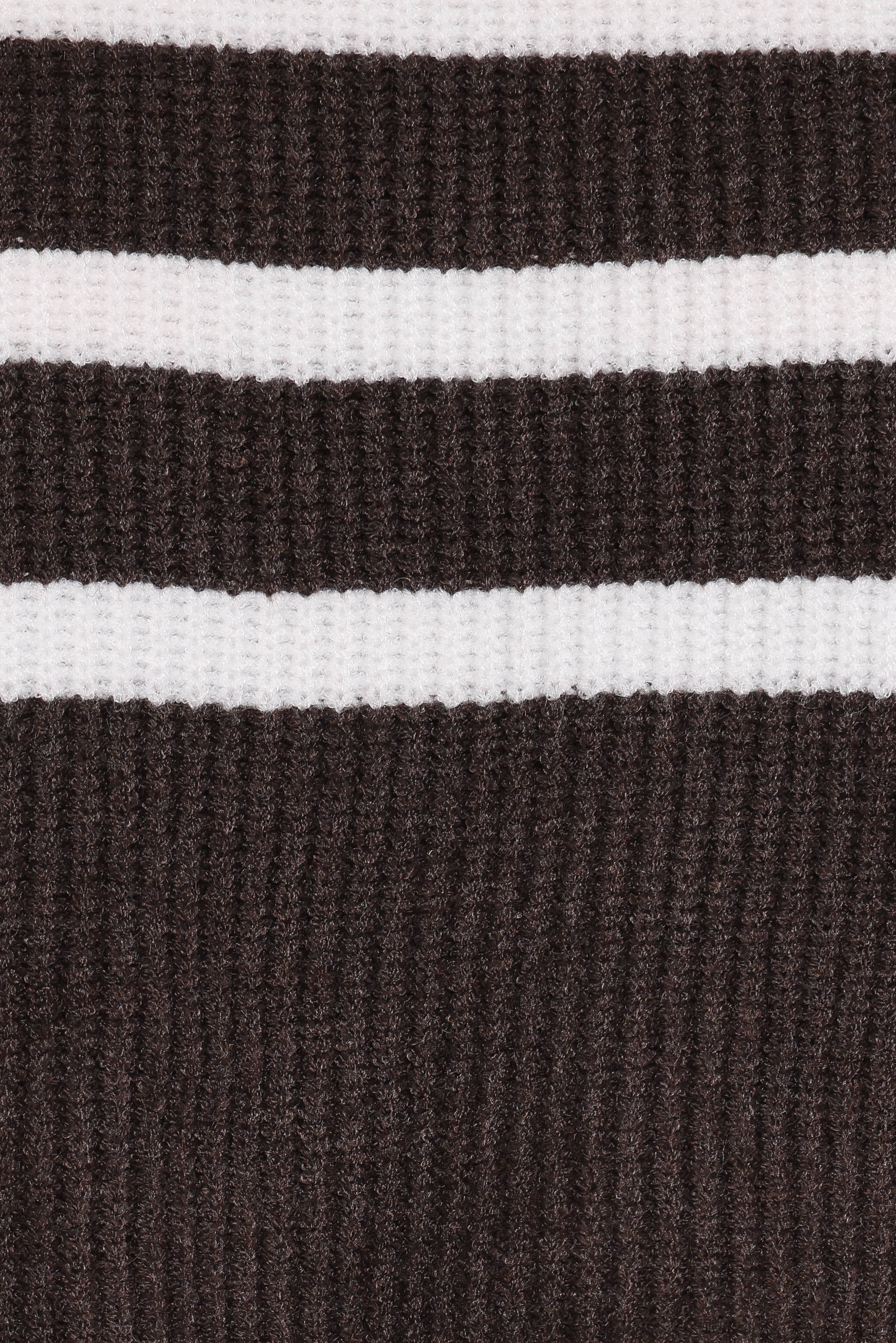 Sara Sweater Set Mini Skirt - Chocolate Cream Stripe