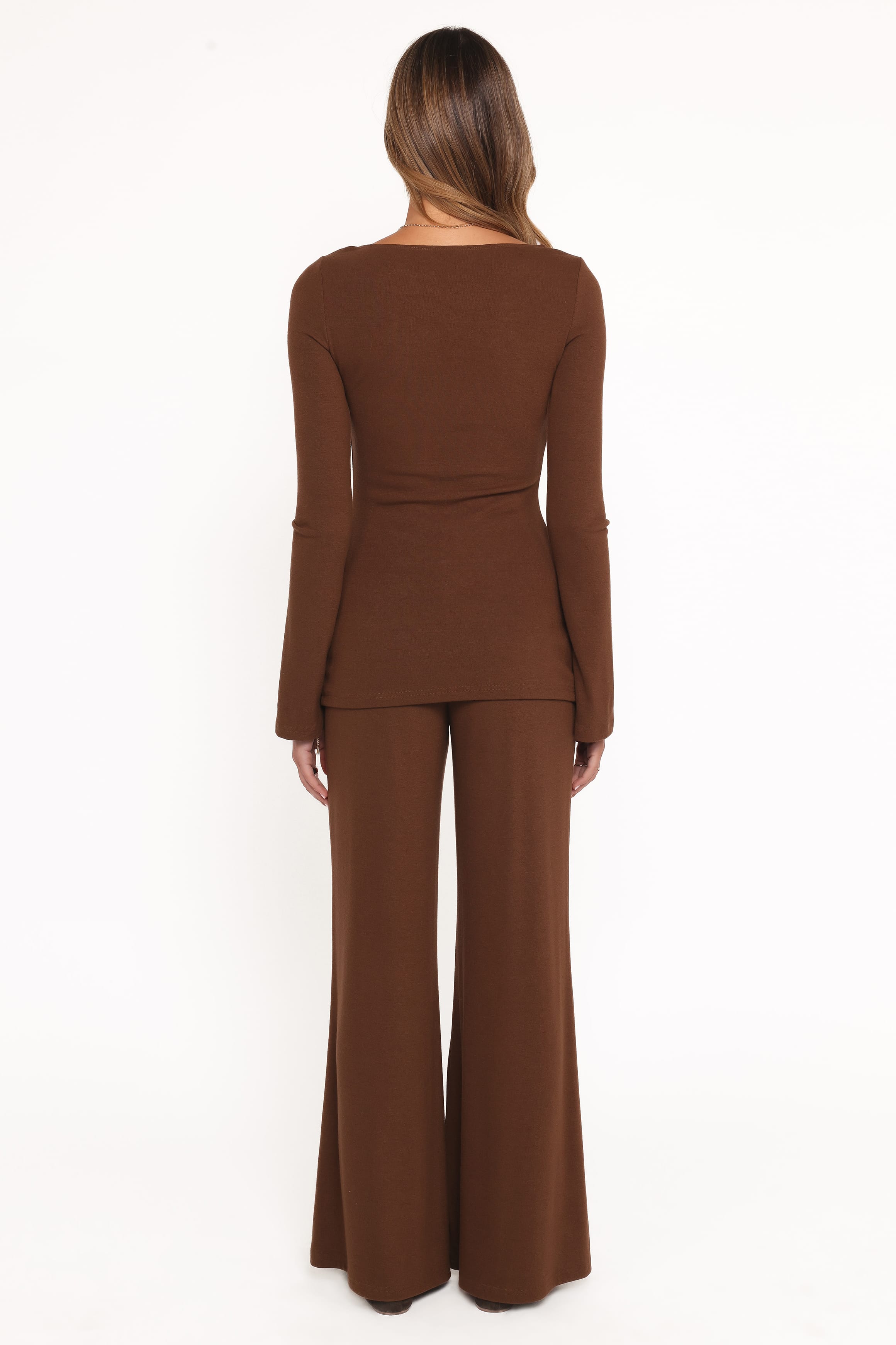 Selly Knitted Pant Set - Brown