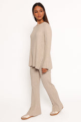 Silvie Long Sleeve Knitted Set - Oatmeal