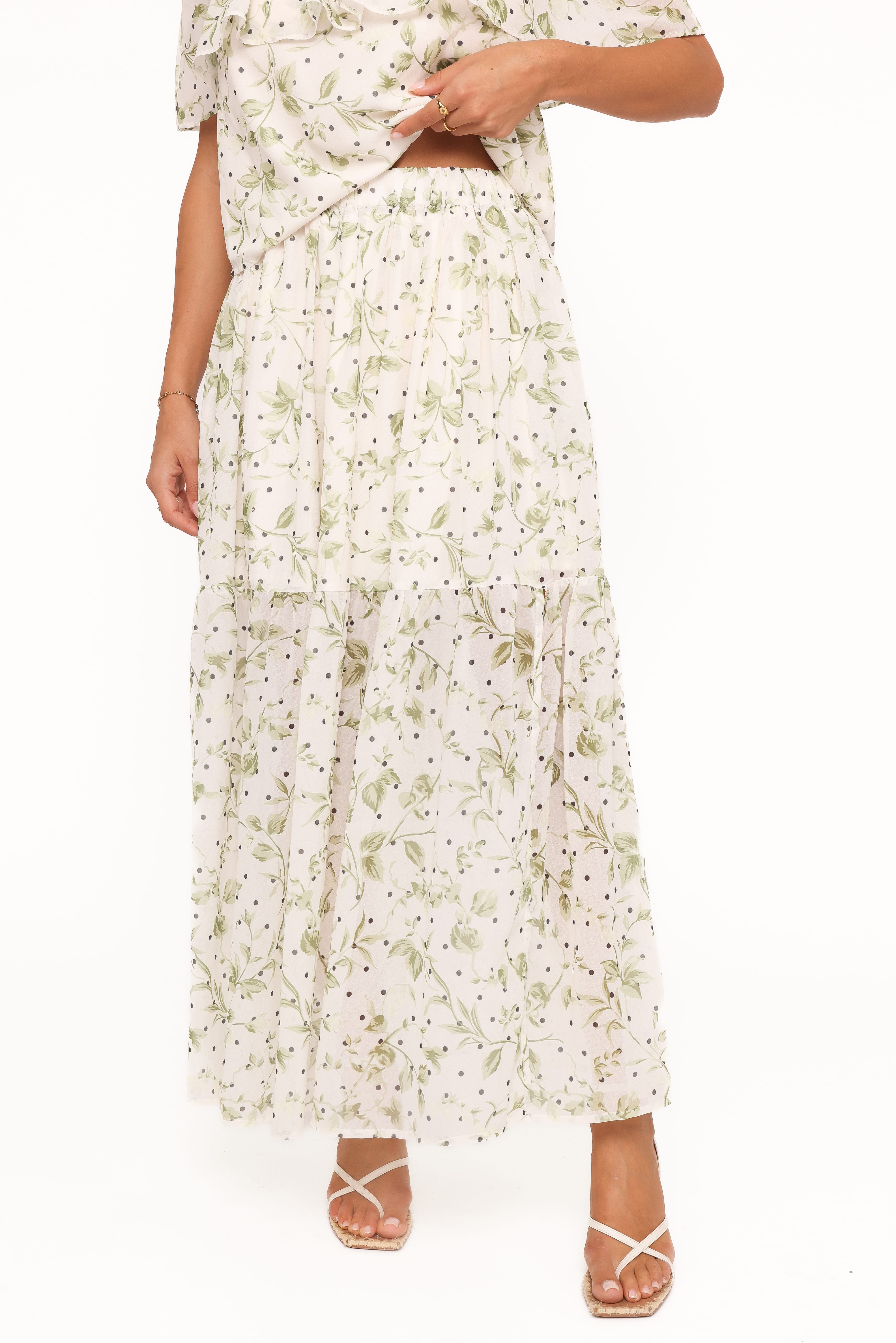 Vanessa Maxi Skirt Set - Green Leaf