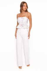 Adams Peplum Top - Purple Floral