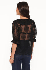 Adhanna Lace Top - Black