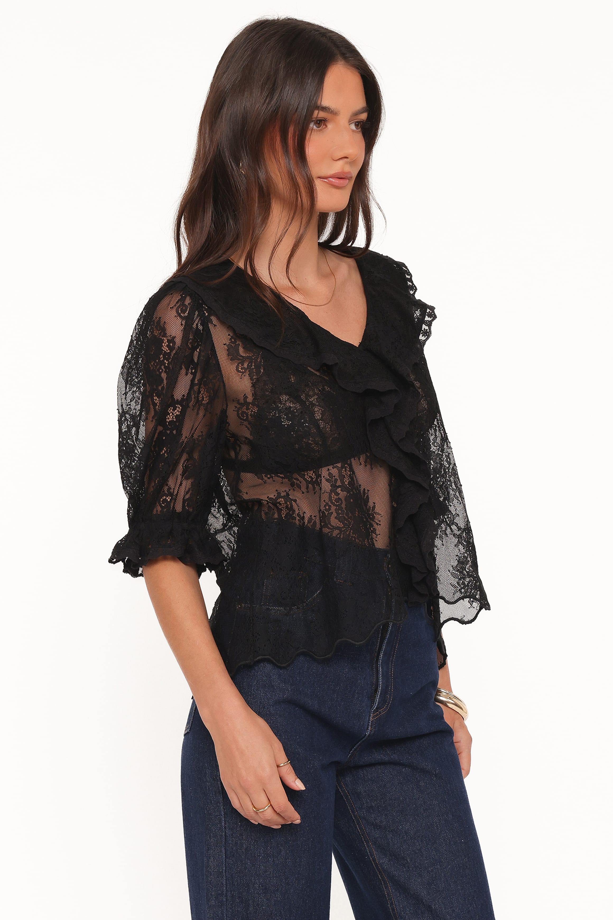 Adhanna Lace Top - Black