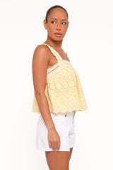 Aideen Eyelet Top - Pale Yellow