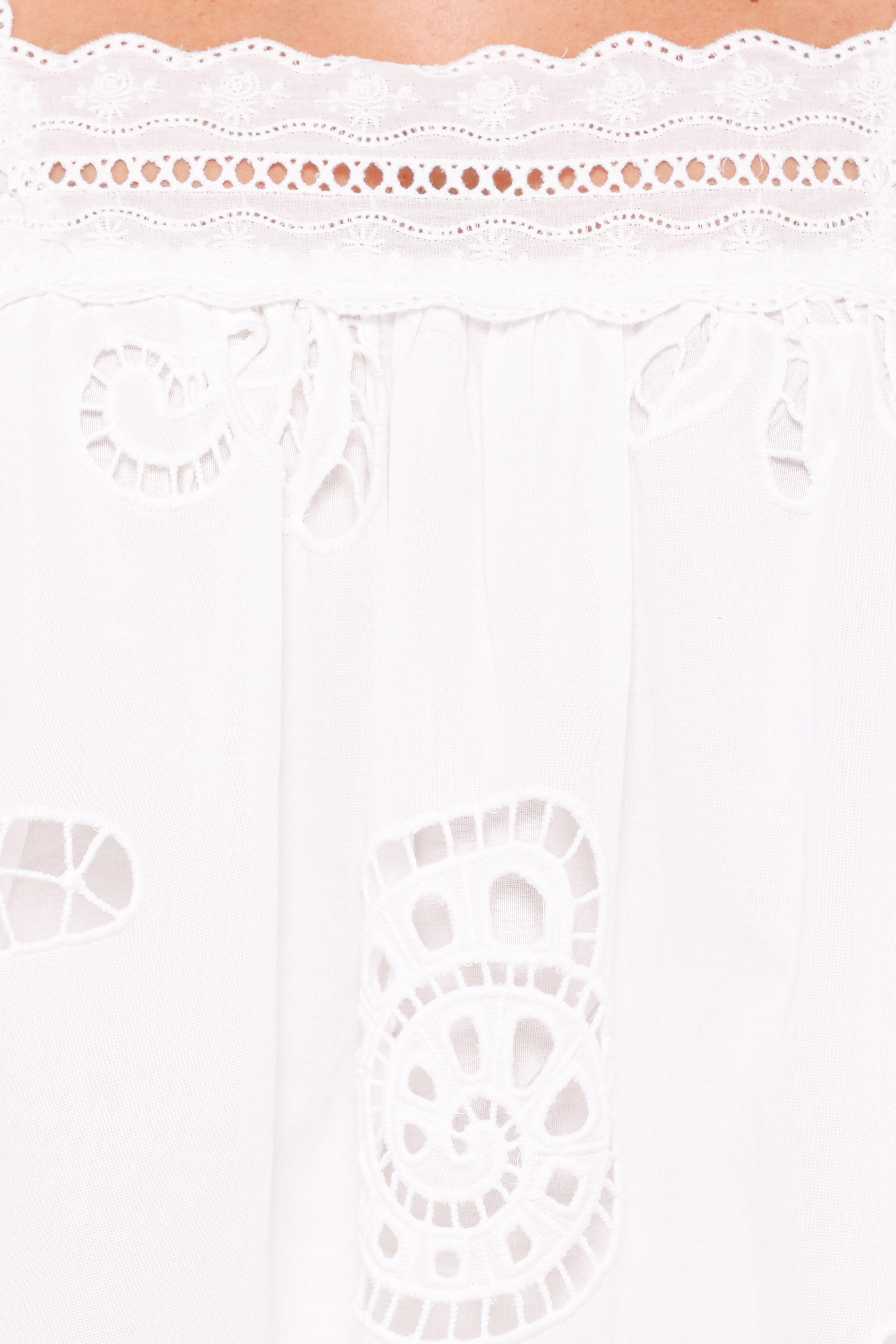 Aideen Eyelet Top - White Shell