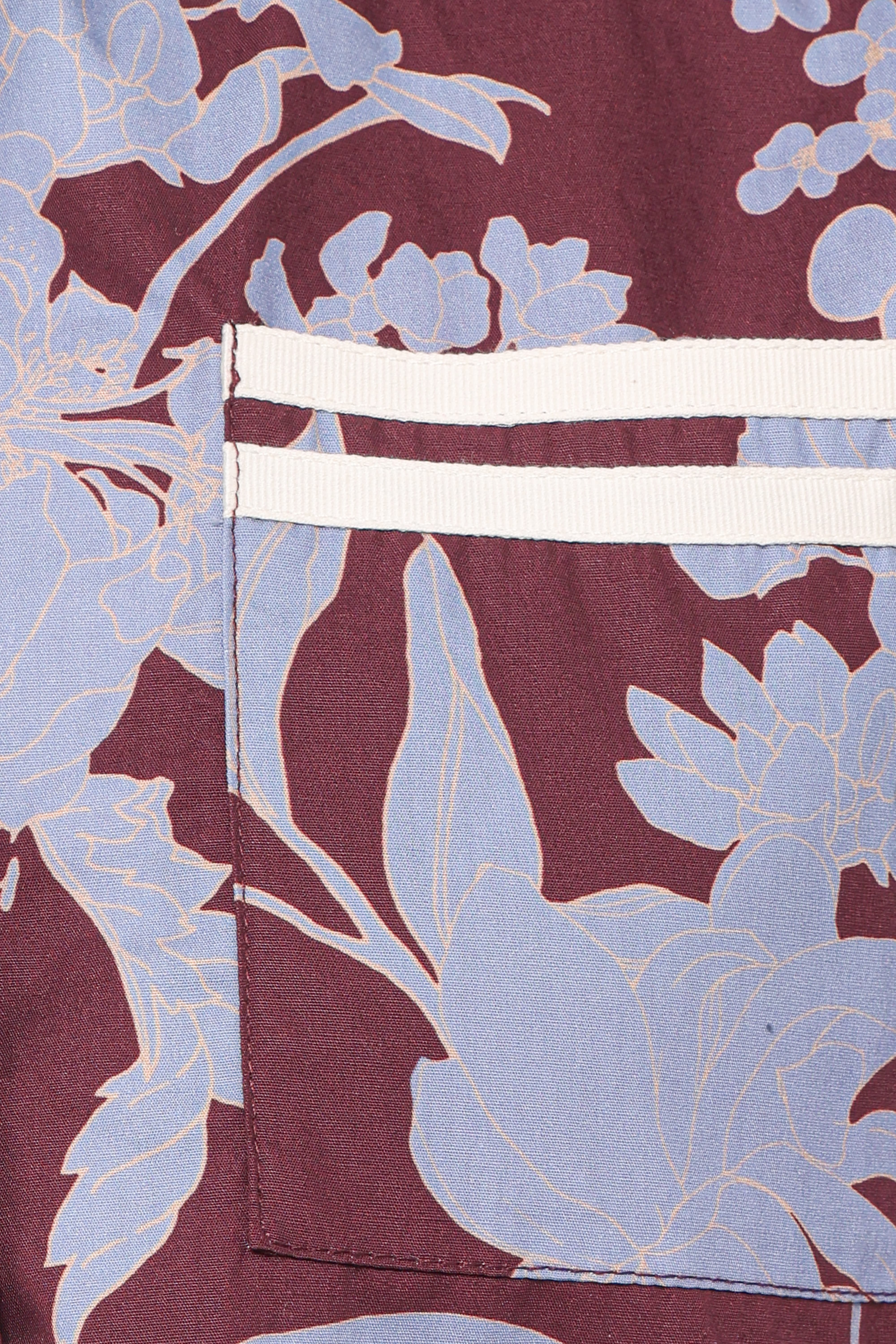 Aine Cropped Short Sleeve Shirt - Burgundy Floral