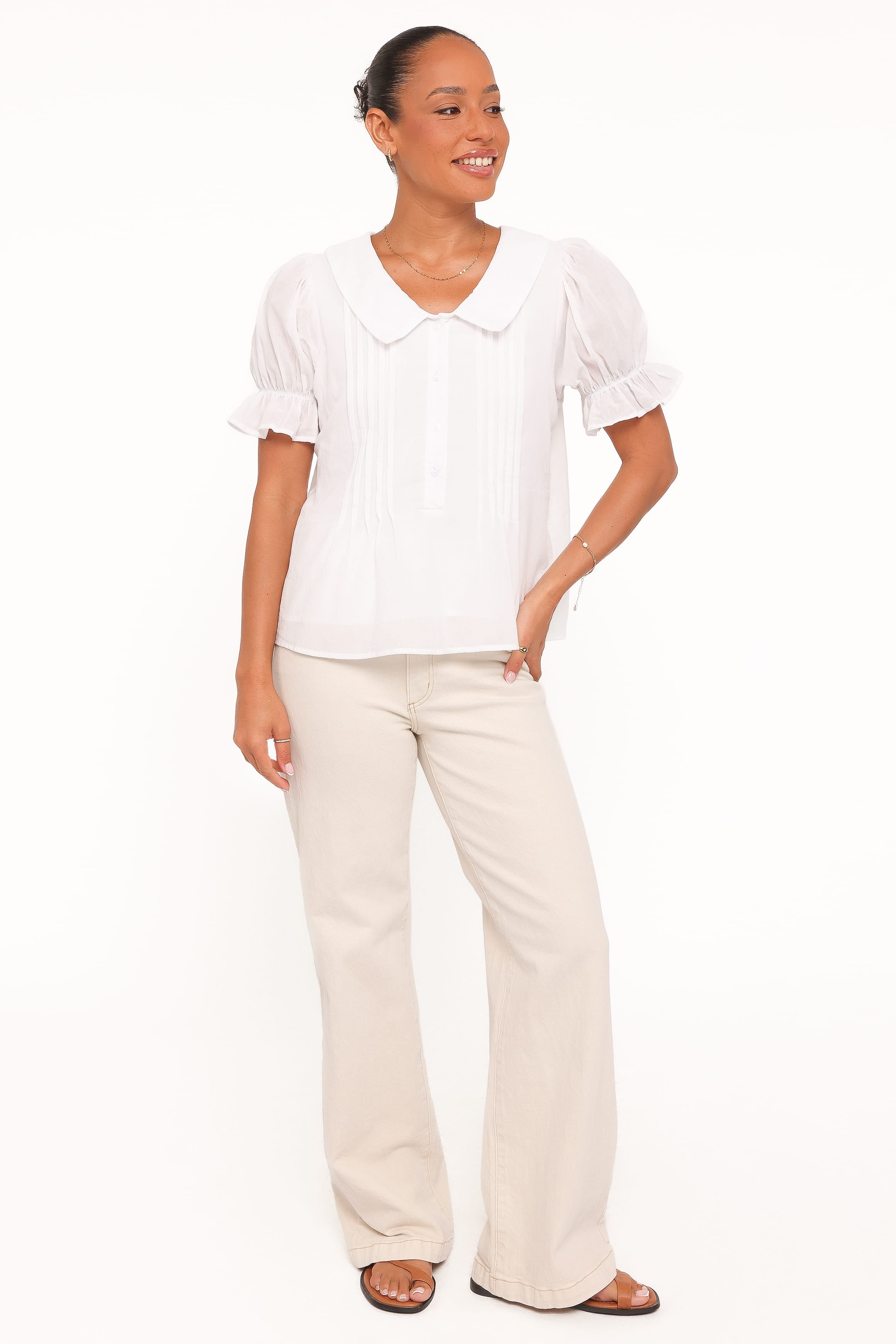 Aisling Pleat Top - White