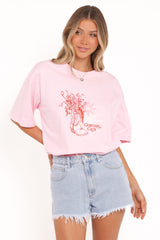 Alanna Cowgirl Club Graphic Tee - Pink