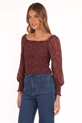 Alberta Top - Burgundy Paisley