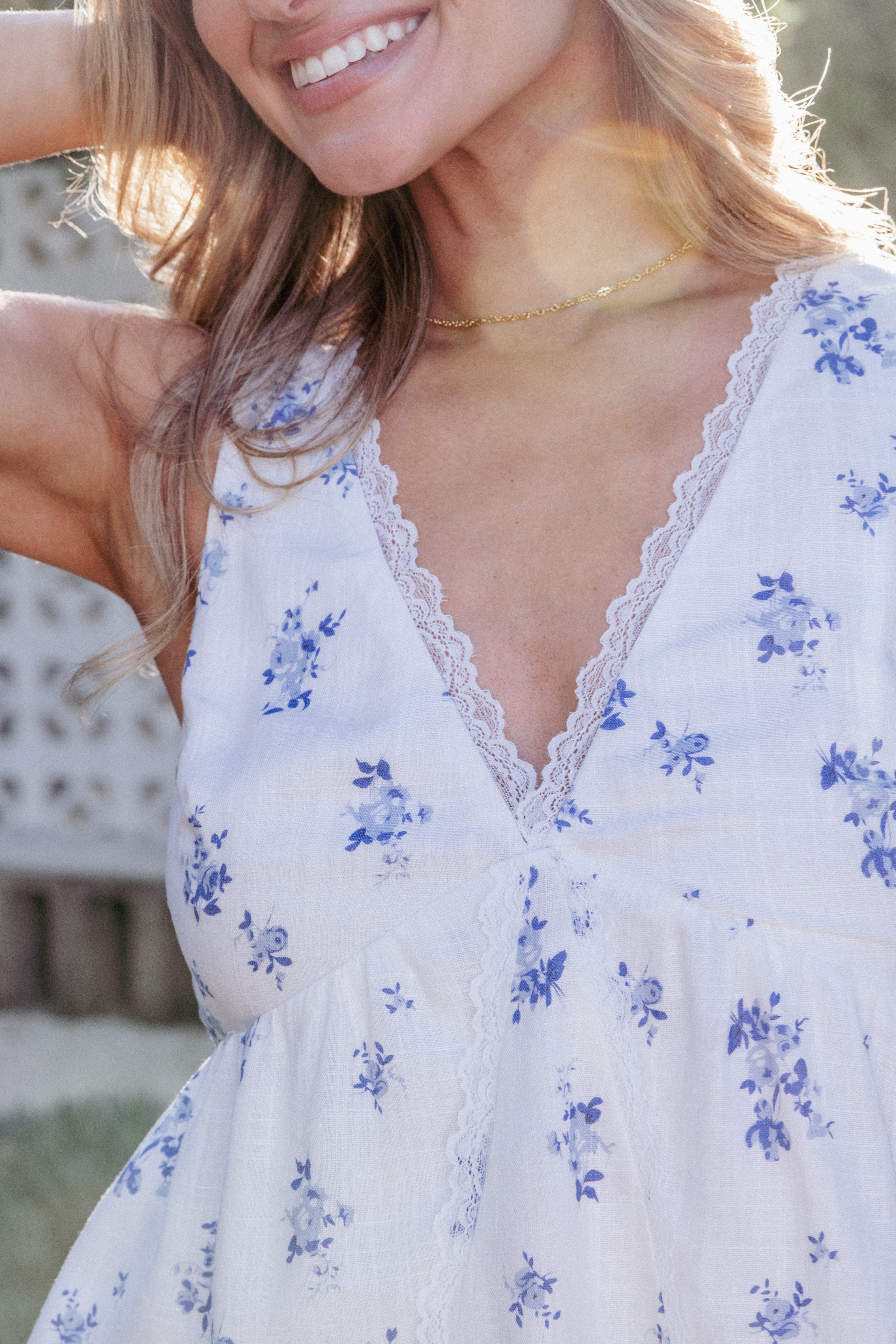 Aminta Top - Blue Floral