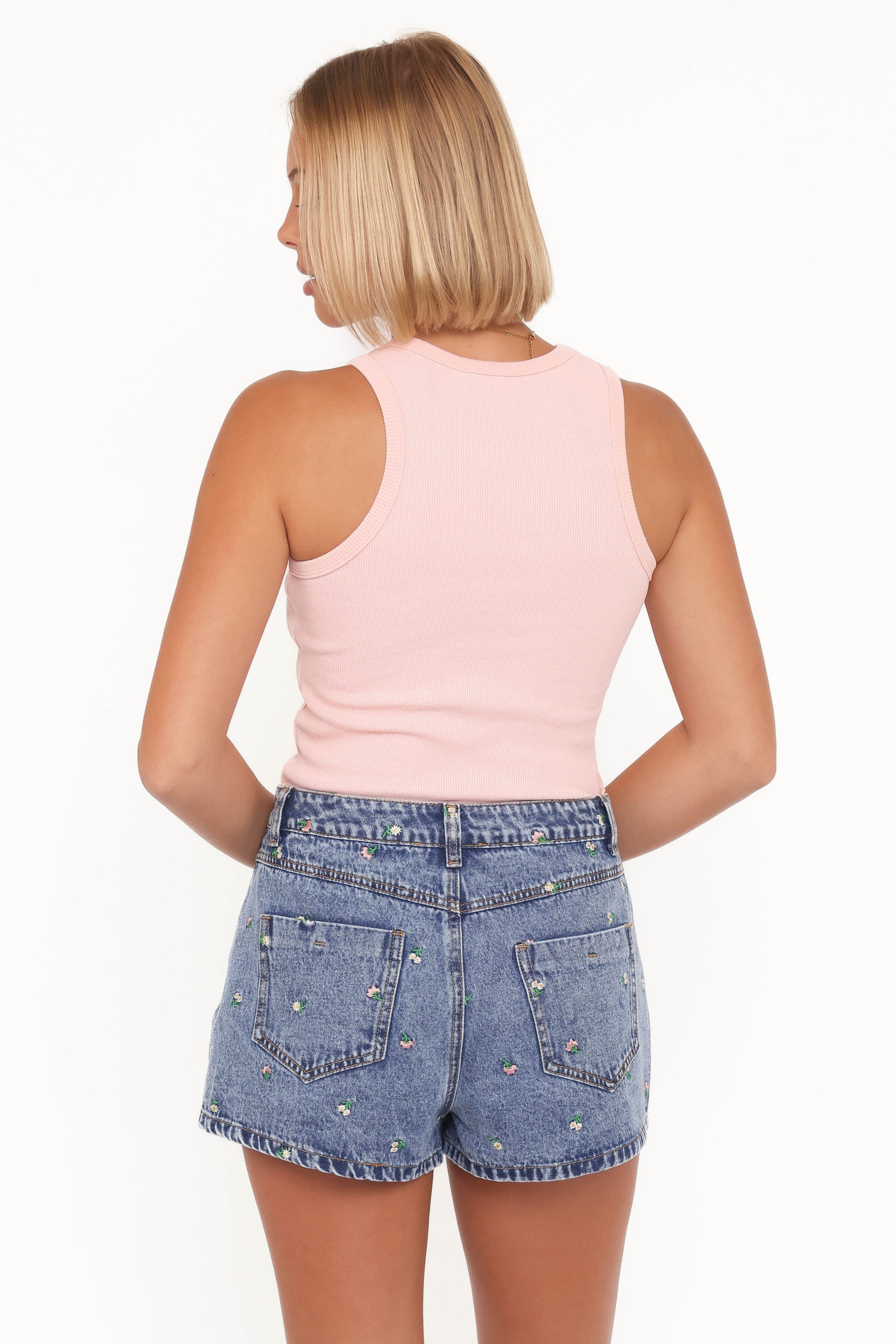 Ari Ribbed Tank Top - Petal Pink