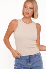 Ari Ribbed Tank Top - Wheat