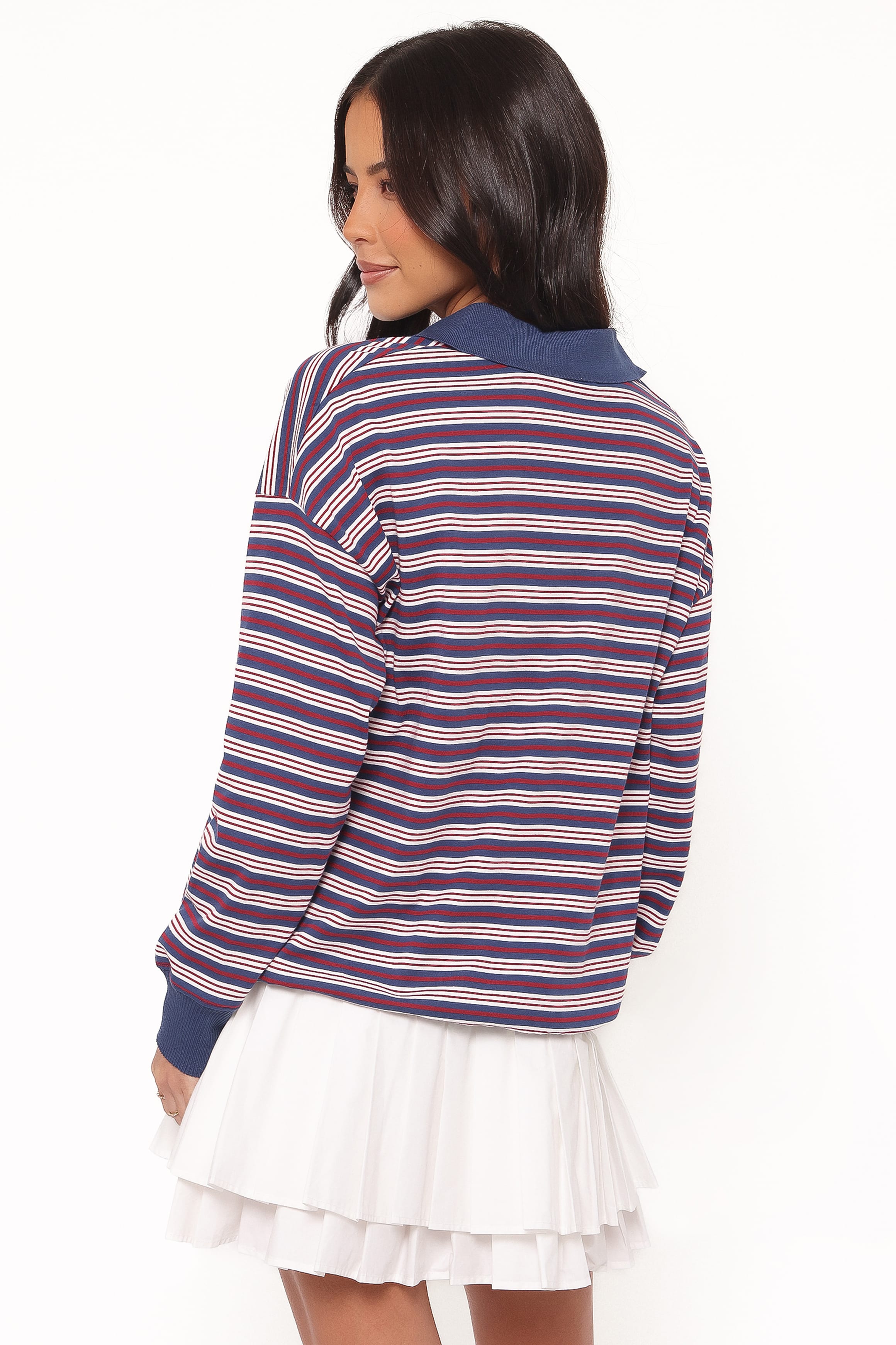 Beau Long Sleeve Jersey Top - Navy Stripe