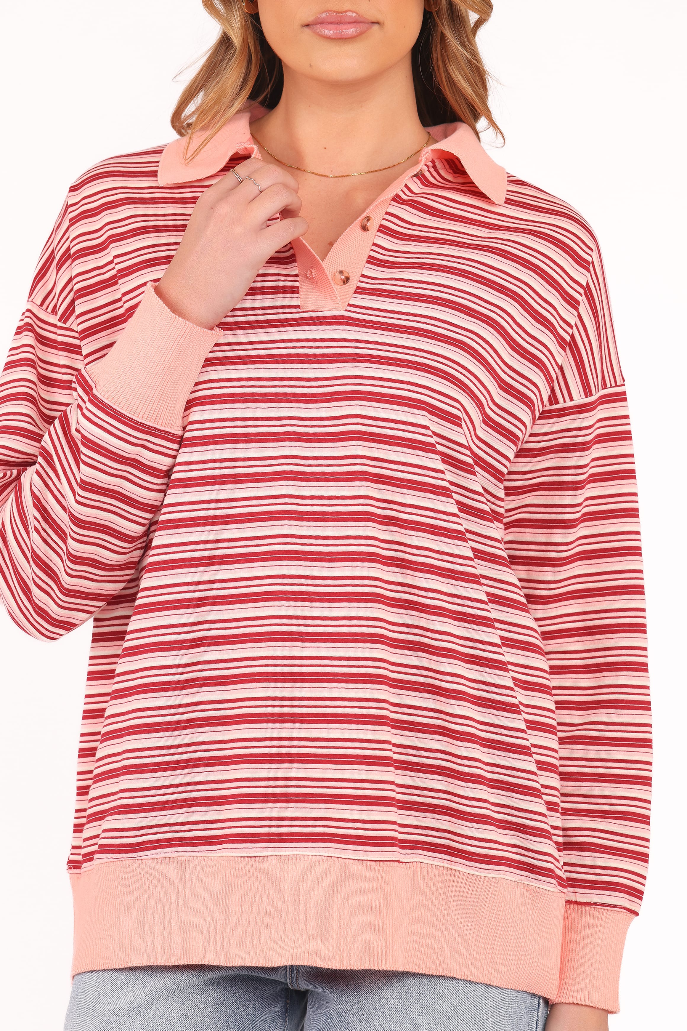 Beau Long Sleeve Jersey Top - Pink Stripe