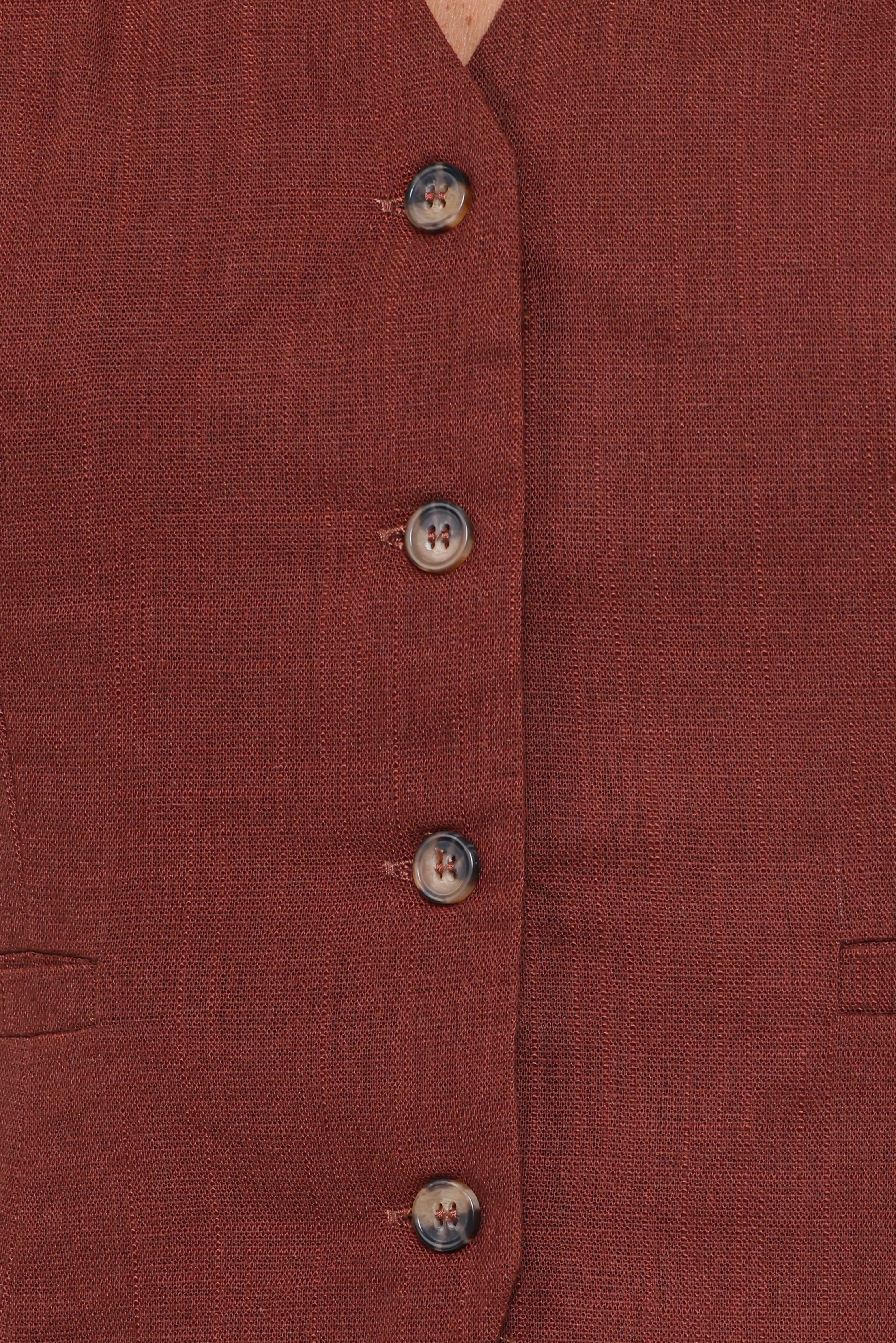 Bell Linen Vest - Brown