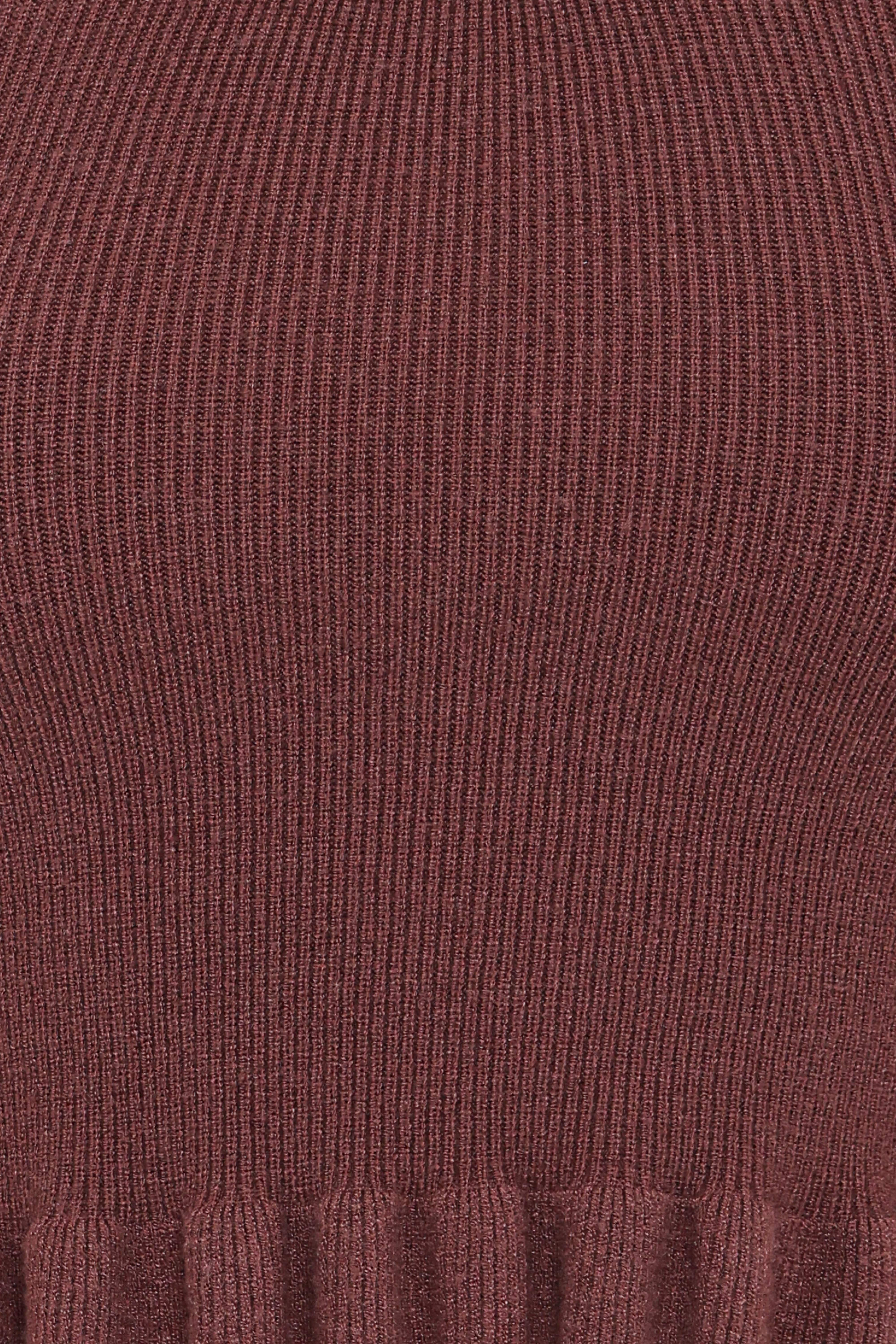 Berenice Ruffle Hem Knitted Top - Brown