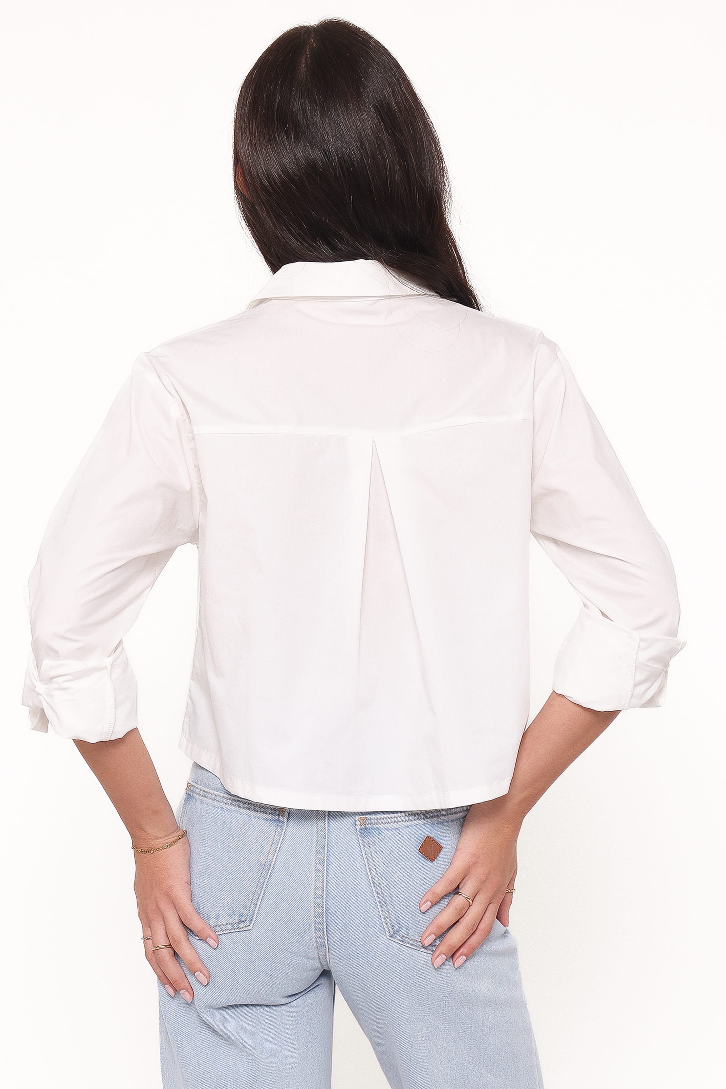 Bronagh Cropped Button Up Shirt - White