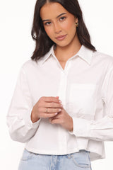 Bronagh Cropped Button Up Shirt - White