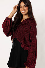 Cadence Long Sleeve Top - Burgundy
