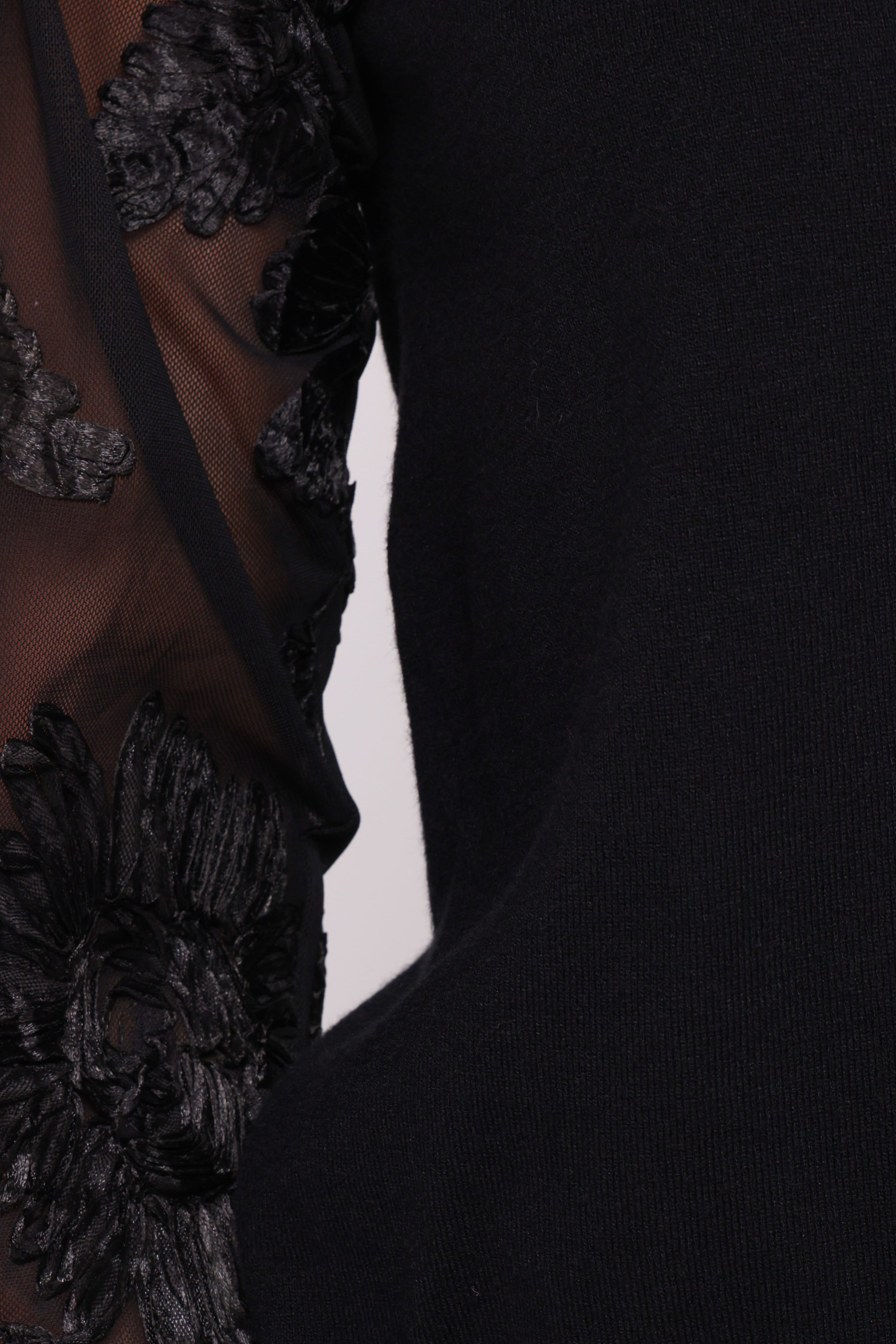 Cailin Sheer Sleeve Top - Black