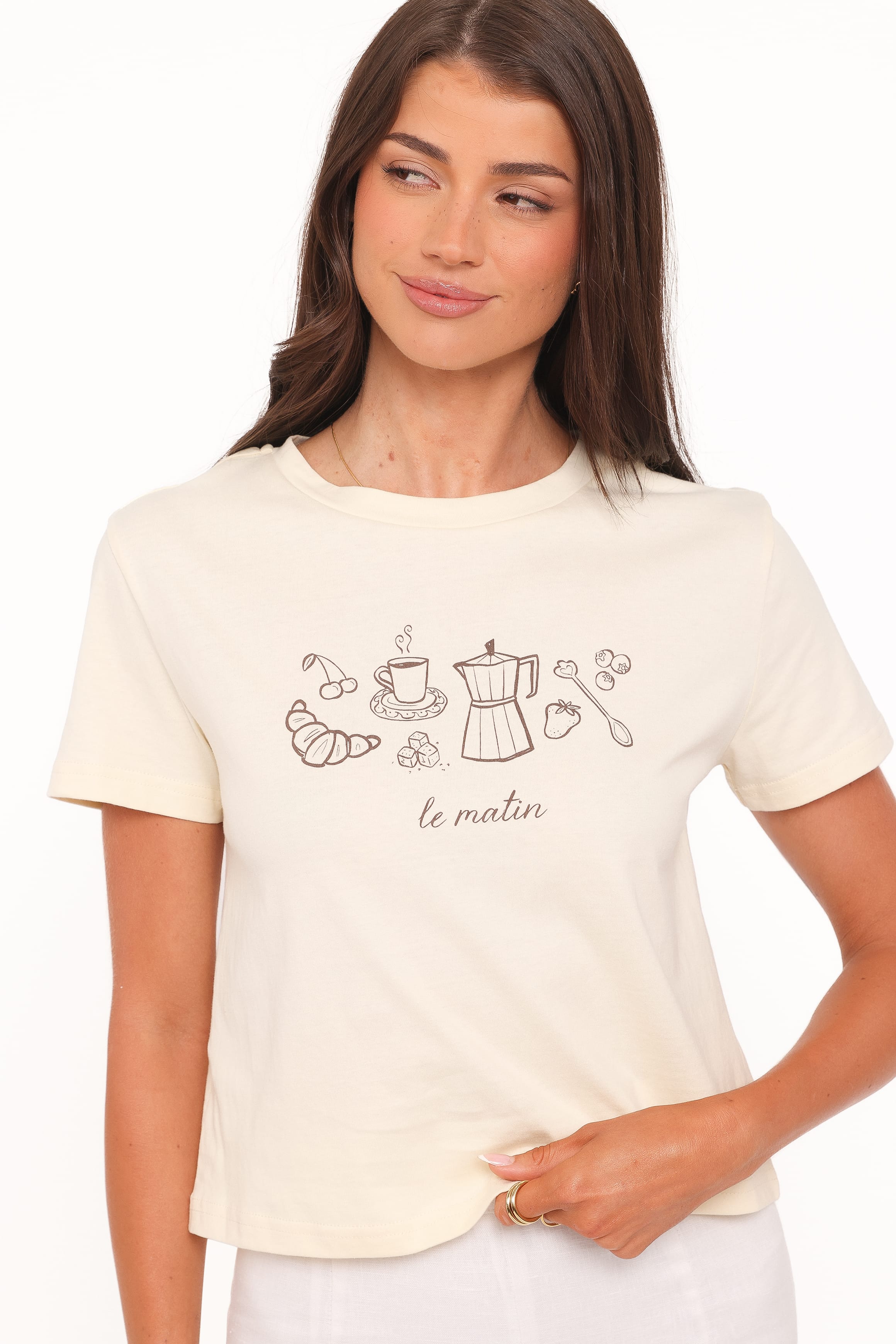 Camelia Graphic Tee - Cream