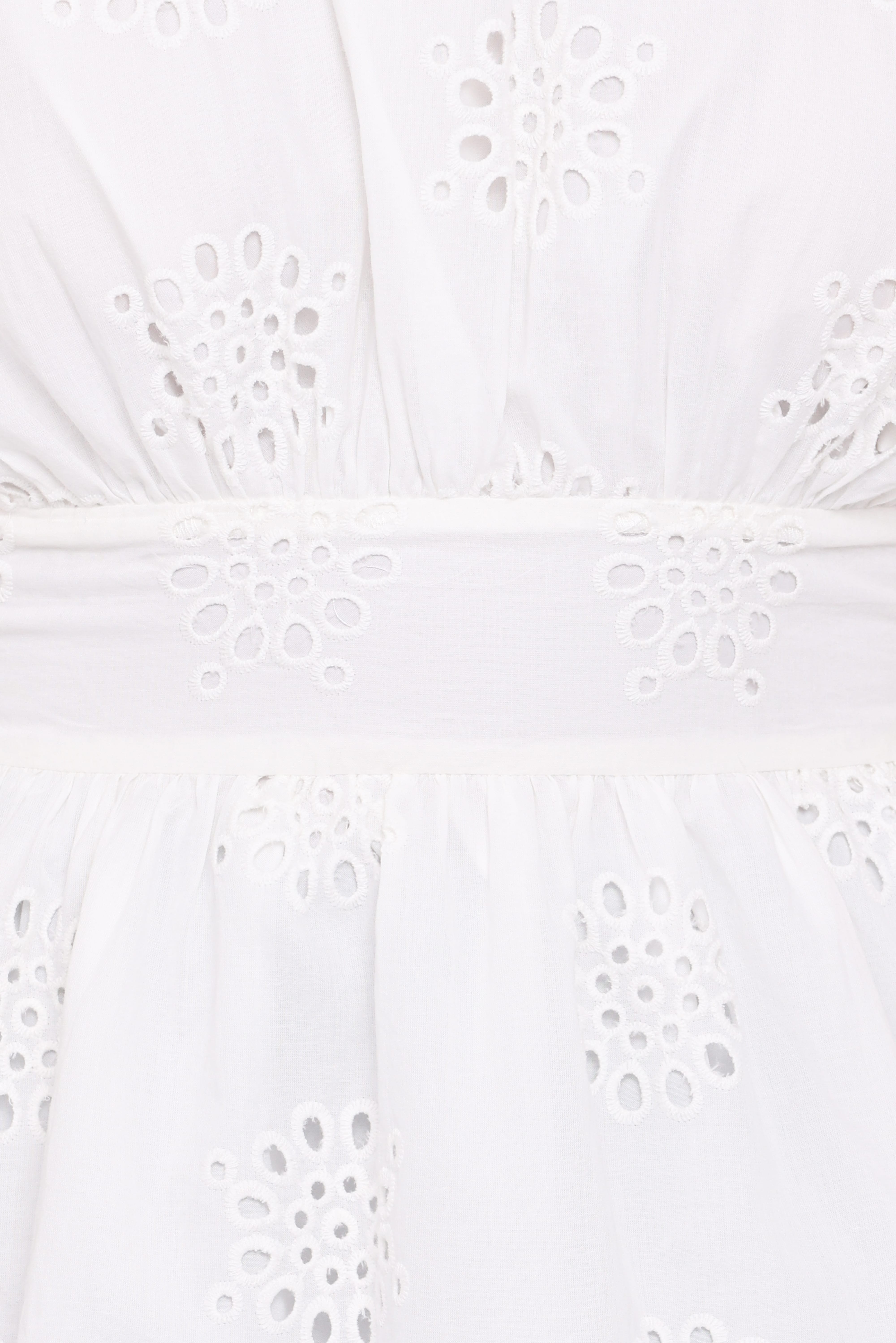Carmel Tie Back Tunic Top - White Embroidery